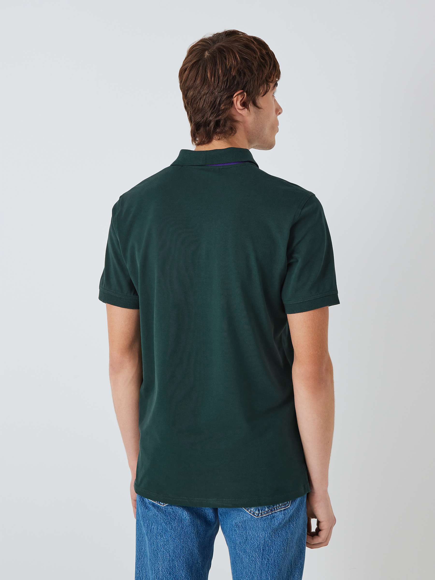 GANT Piqué Textured Contrast Short Sleeve Polo Shirt, Tartan Green at ...
