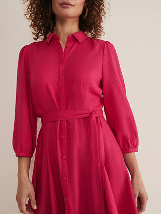 Phase Eight Lucie Linen Shirt Dress, Pink