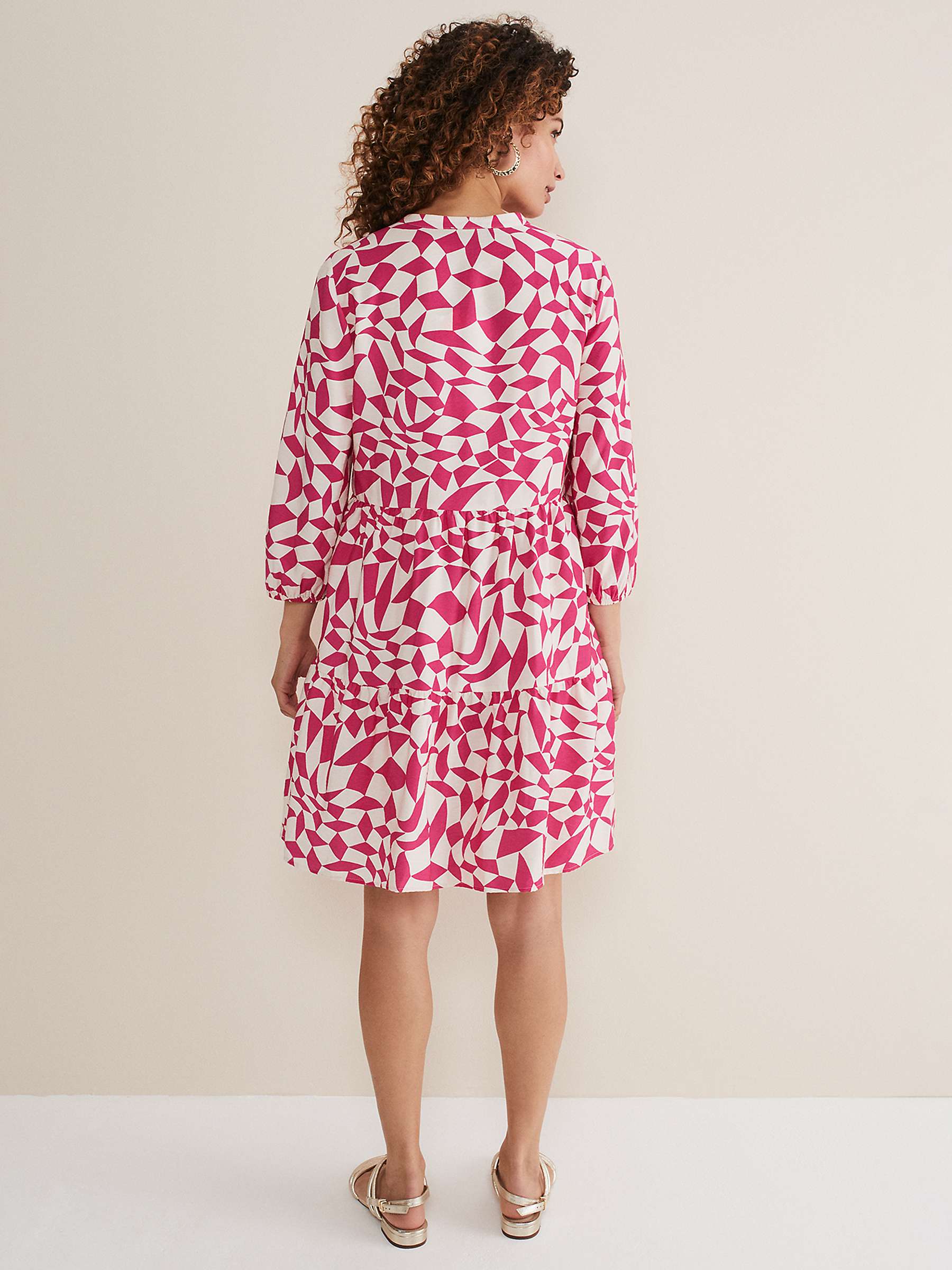 Buy Phase Eight Kesia Geometric Print Swing Dress, Pink Online at johnlewis.com
