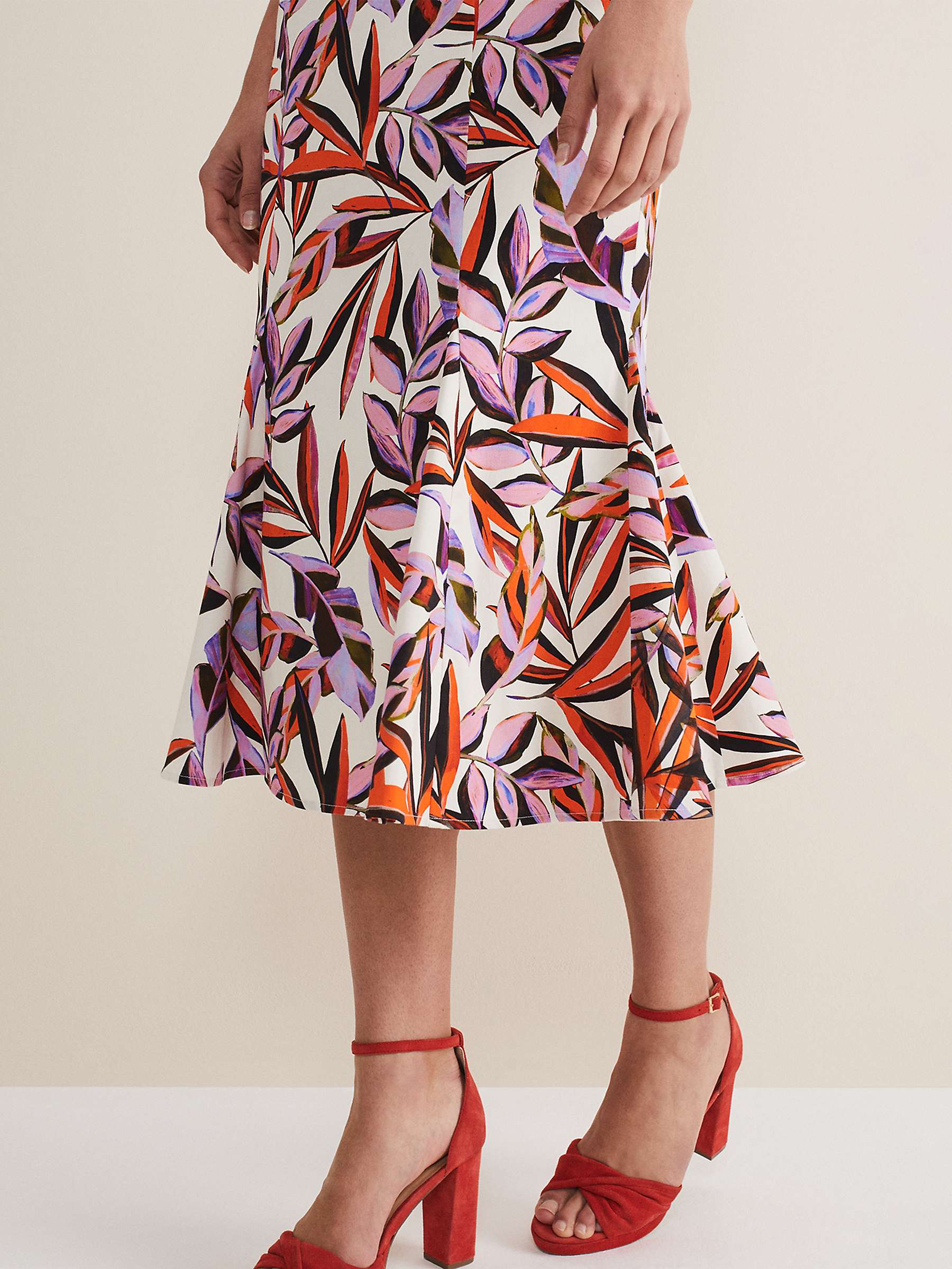 Buy Phase Eight Sammie Flared Midi Dress, Ivory/Multi Online at johnlewis.com