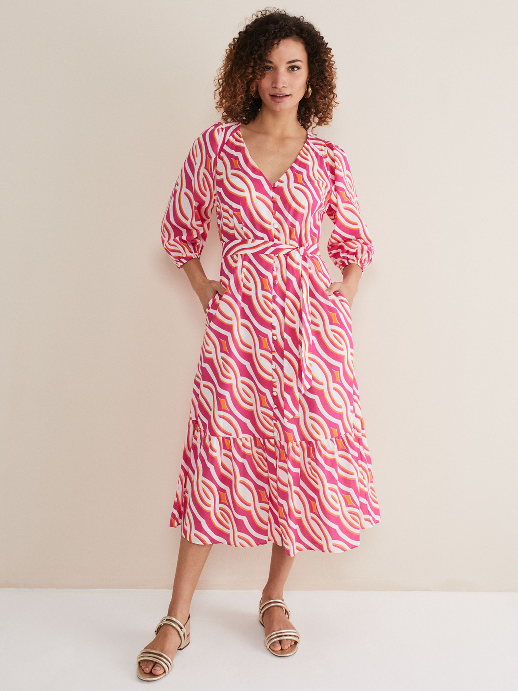 Buy Phase Eight Georgie Midi Dress, Pink Online at johnlewis.com