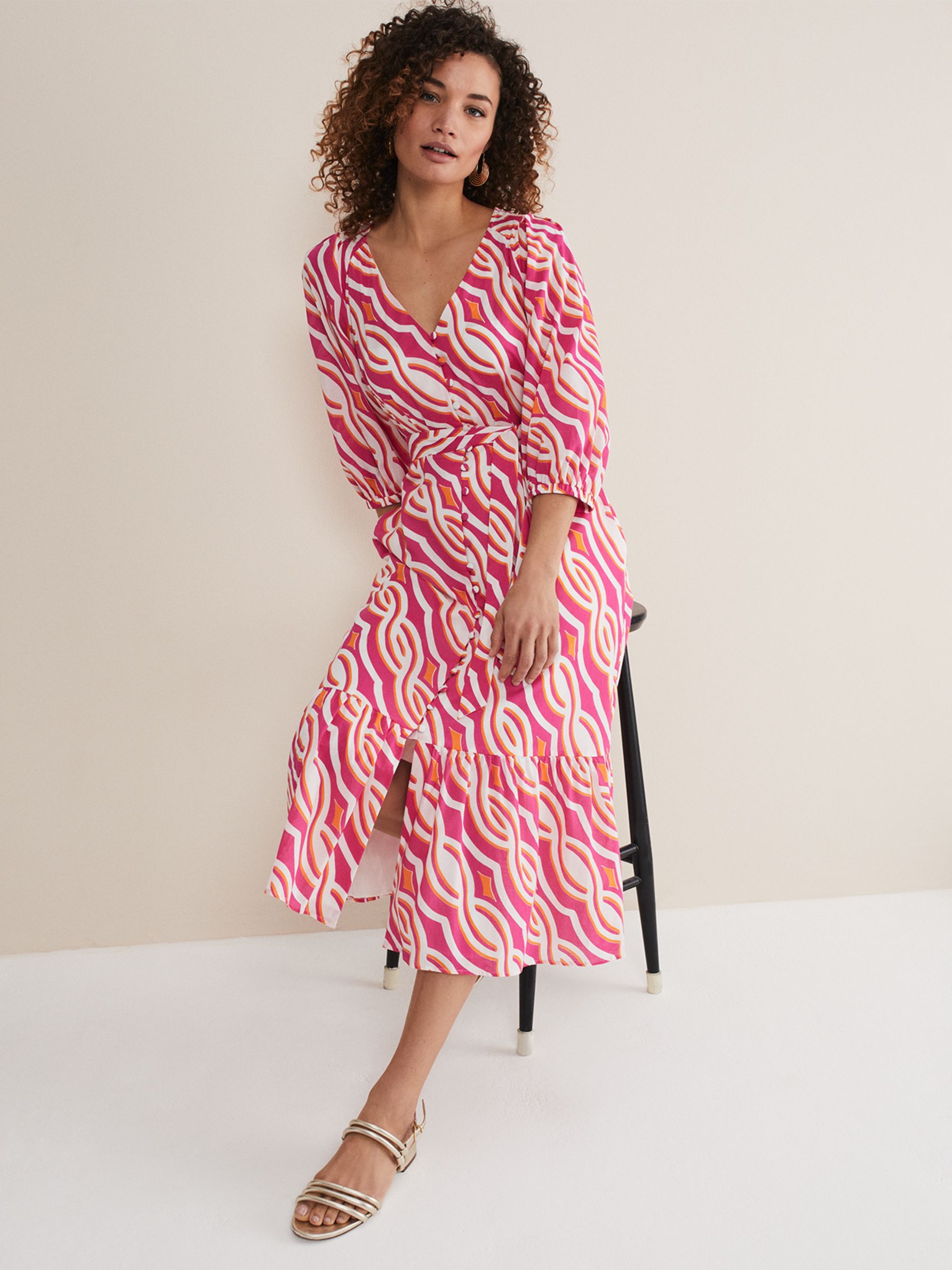 Buy Phase Eight Georgie Midi Dress, Pink Online at johnlewis.com