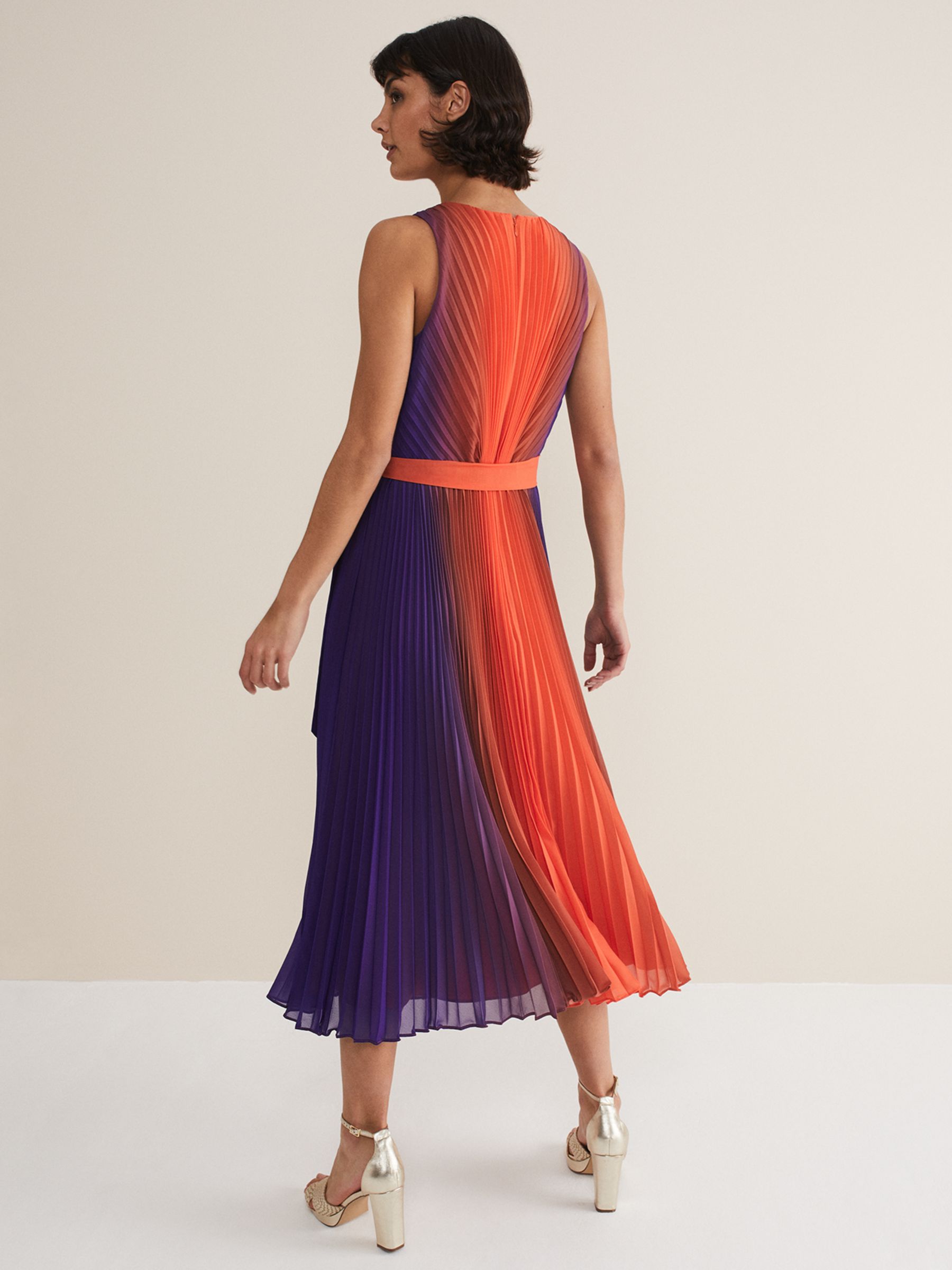 Phase Eight Simara Ombre Dress, Vermillion/Multi at John Lewis & Partners