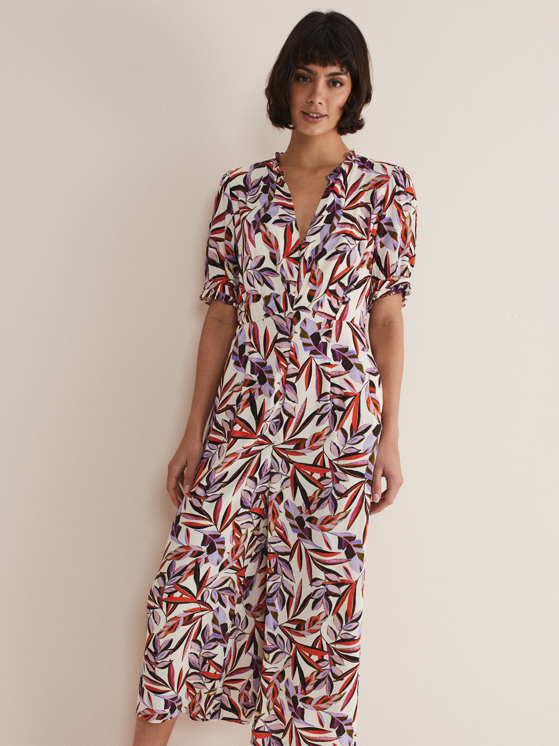 Buy Phase Eight Astrid Cropped Wide Leg Jumpsuit, Ivory/Multi Online at johnlewis.com