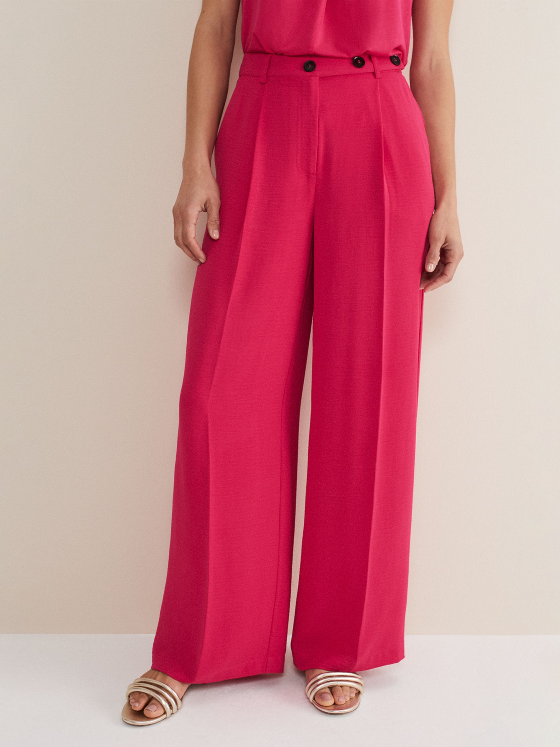 Phase Eight Opal Wide Leg Trousers, Raspberry at John Lewis & Partners