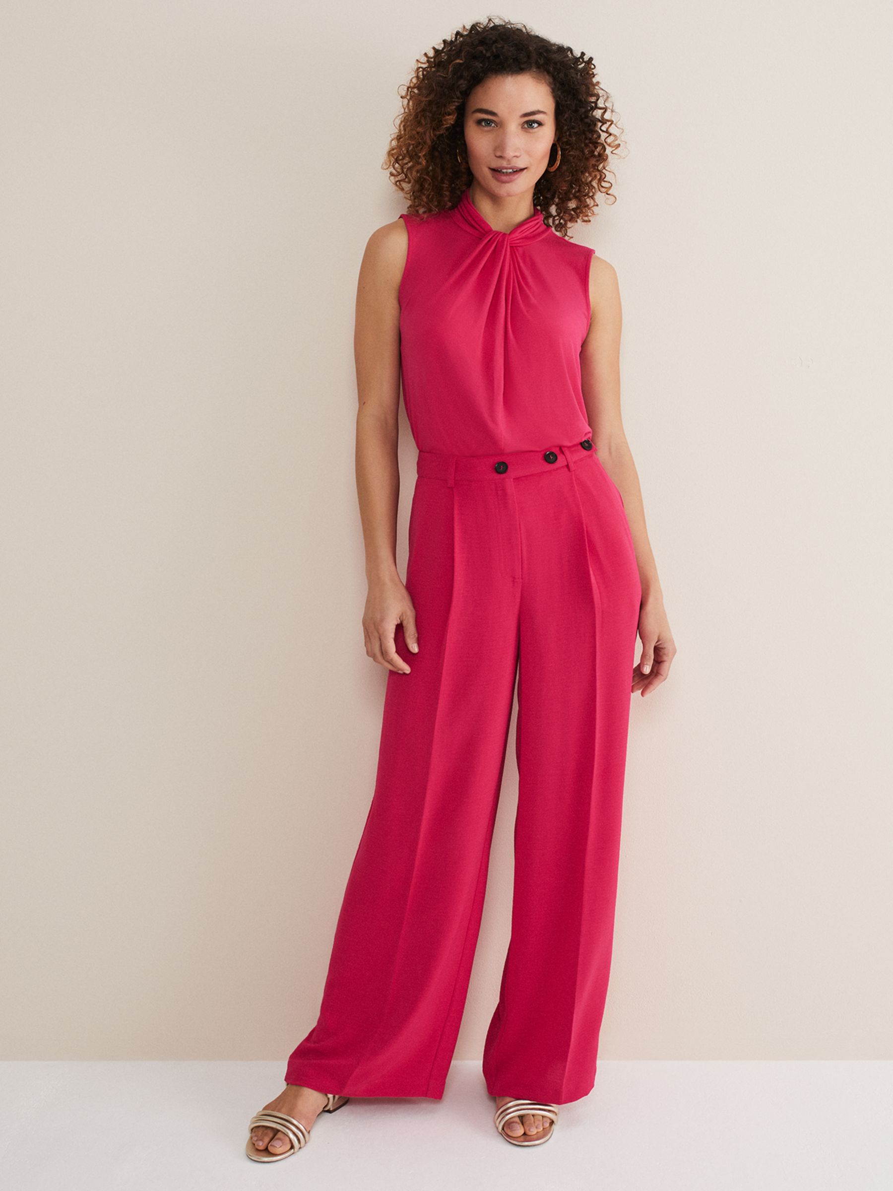 Phase Eight Opal Wide Leg Trousers, Raspberry at John Lewis & Partners