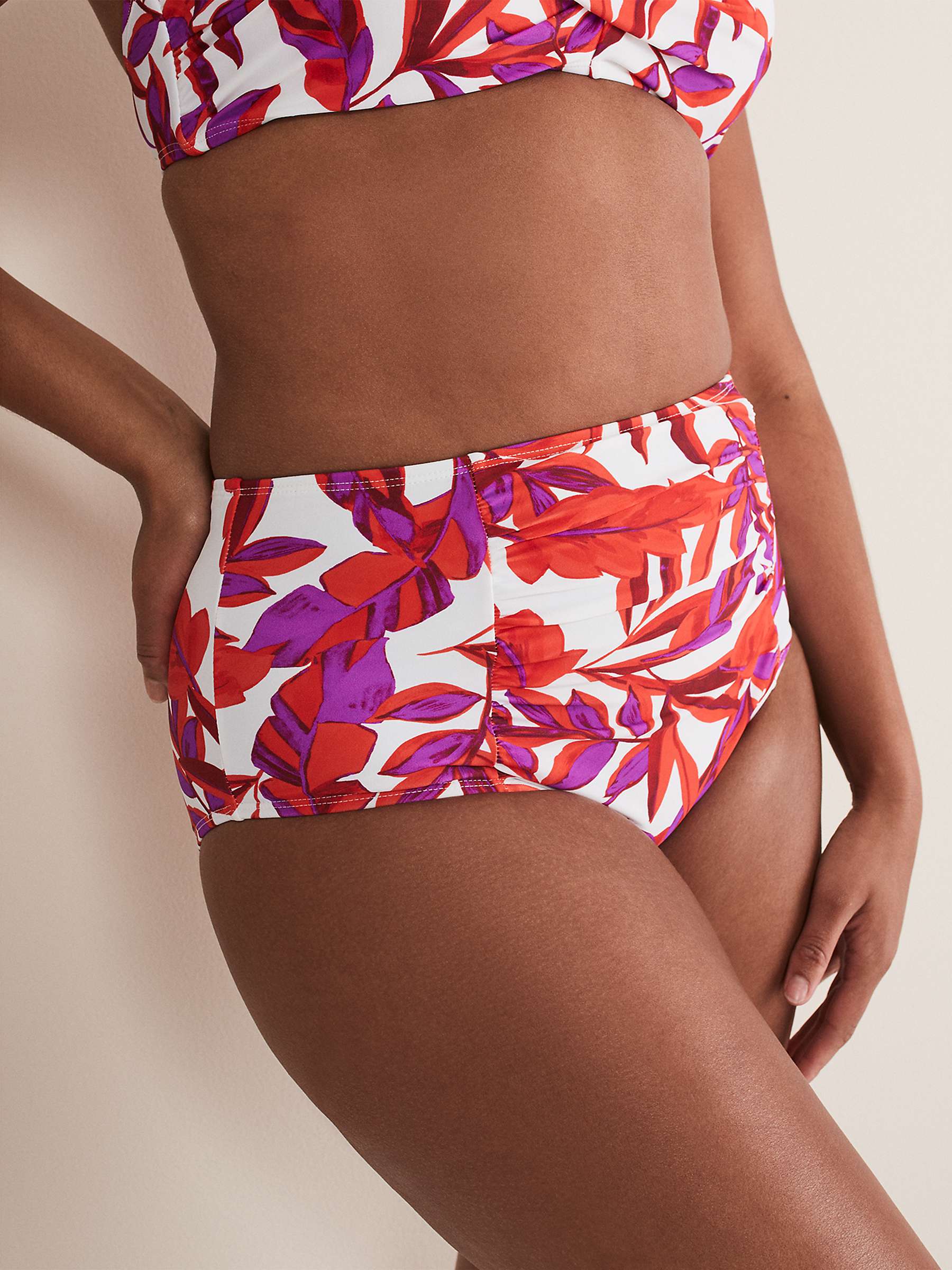 Buy Phase Eight High Waisted Leaf Print Bikini Bottoms, Orange Online at johnlewis.com