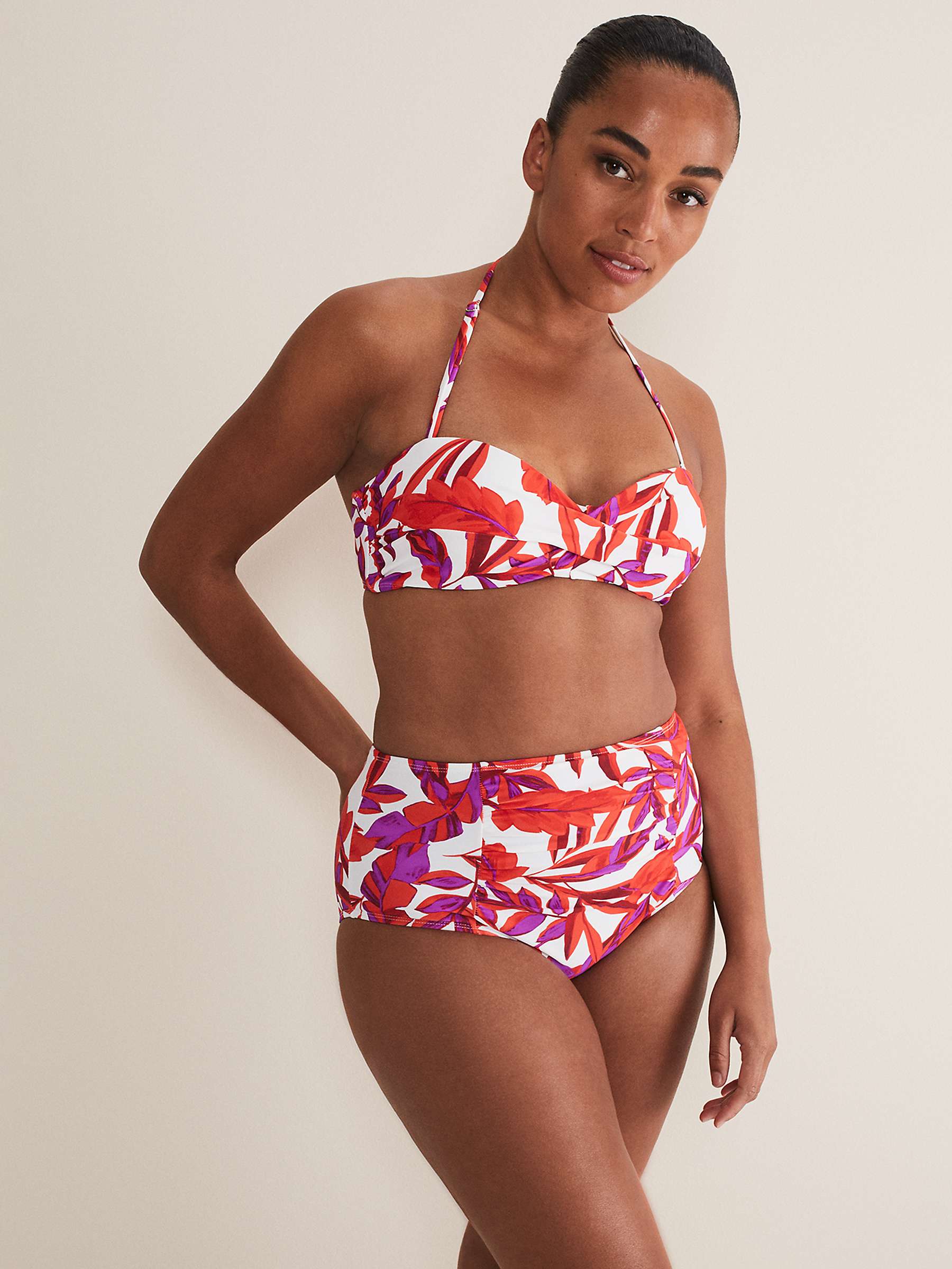 Buy Phase Eight Leaf Print Bikini Top, Orange Online at johnlewis.com