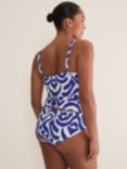 Phase Eight Ikat Print Tankini Top, Blue/Ivory