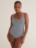 Phase Eight Striped Ribbed Swimsuit, Navy/Ivory