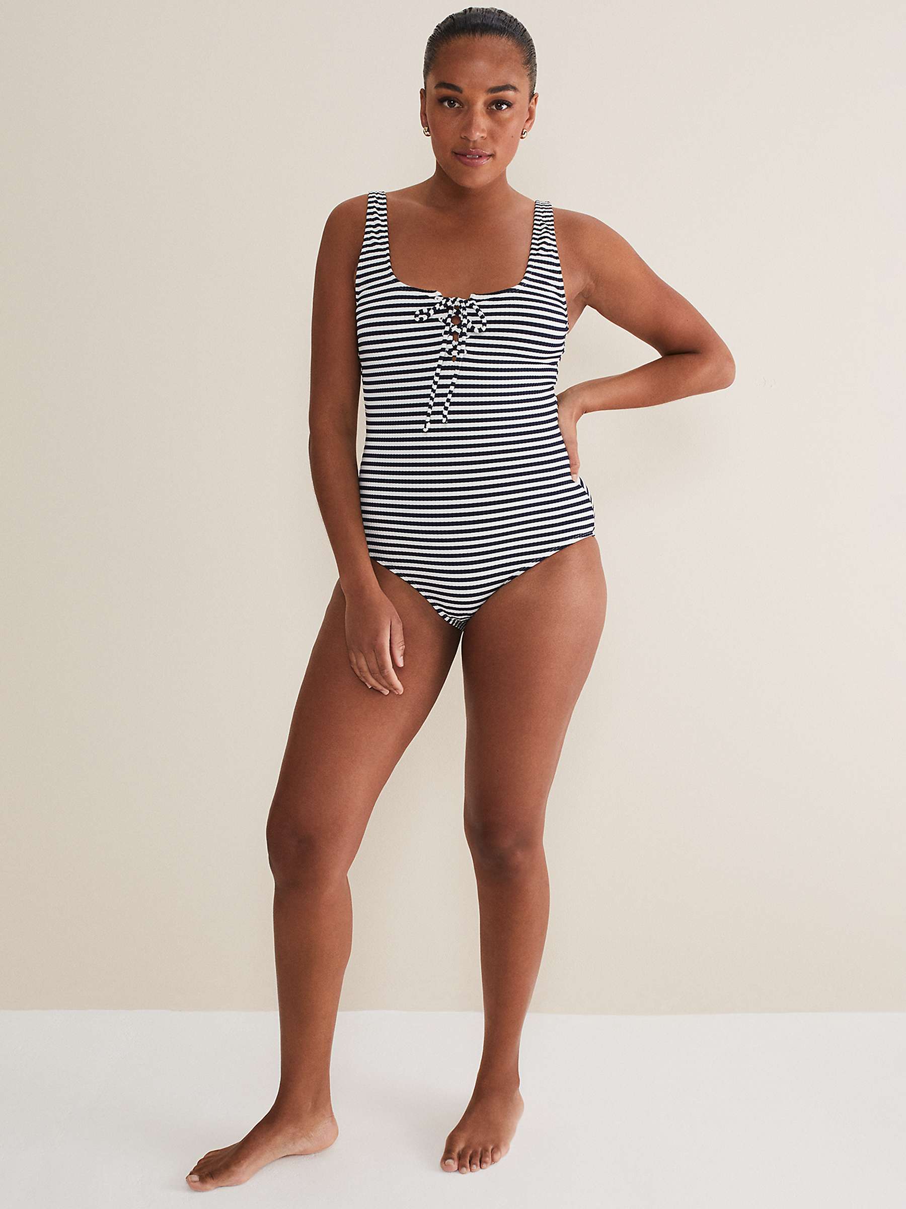 Buy Phase Eight Striped Ribbed Swimsuit, Navy/Ivory Online at johnlewis.com