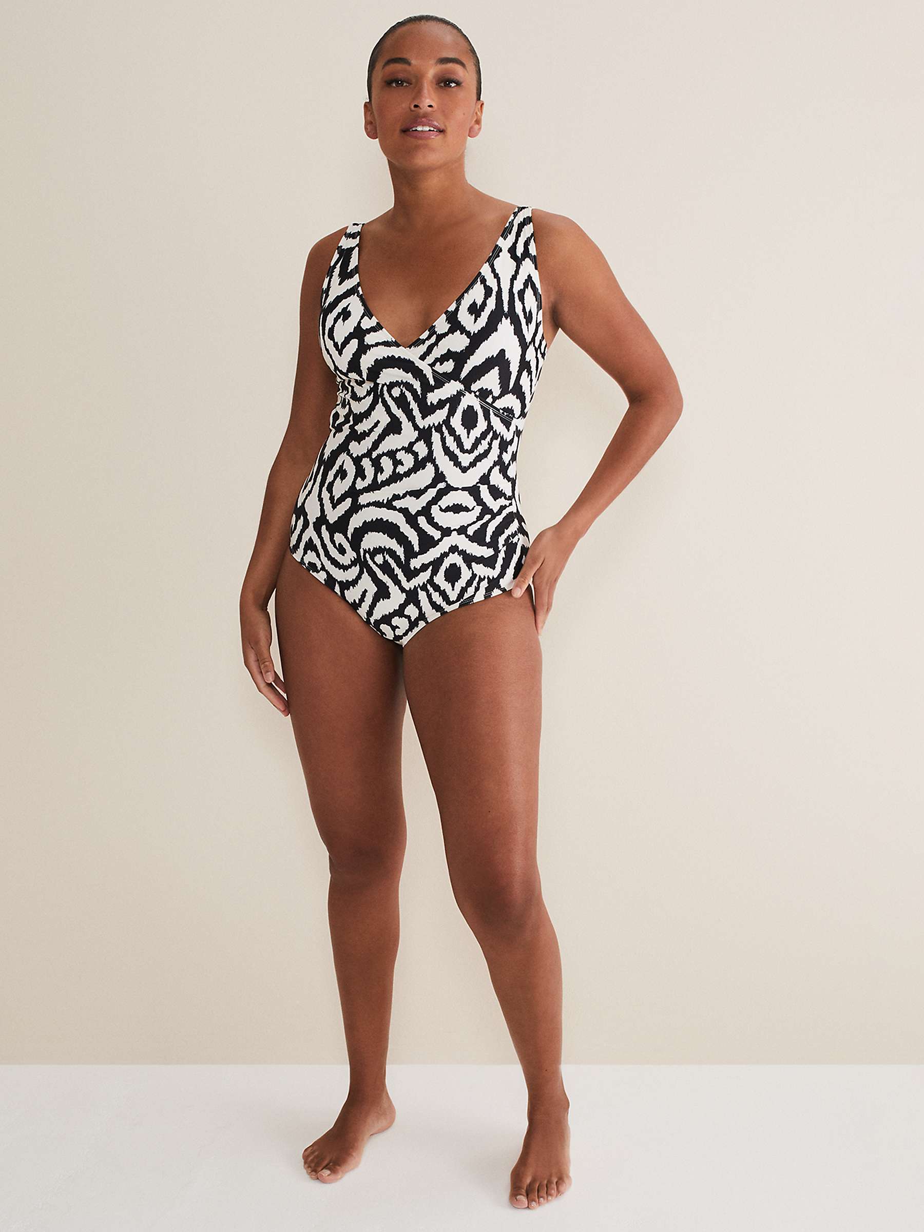 Buy Phase Eight Ikat Swimsuit, Black/Ivory Online at johnlewis.com