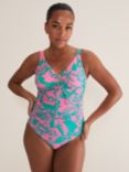 Phase Eight Paisley Print Swimsuit, Green/Pink