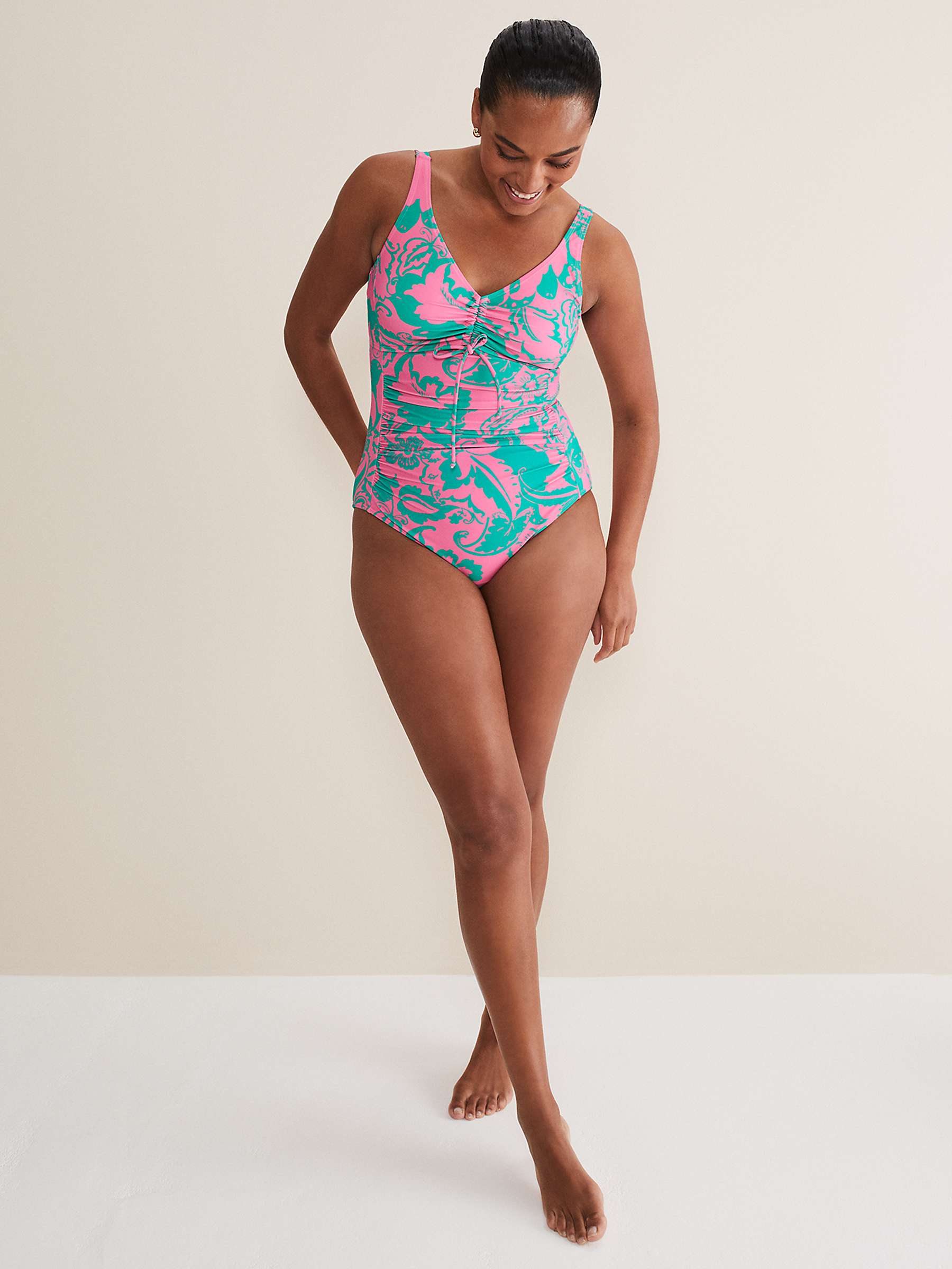 Buy Phase Eight Paisley Print Swimsuit, Green/Pink Online at johnlewis.com