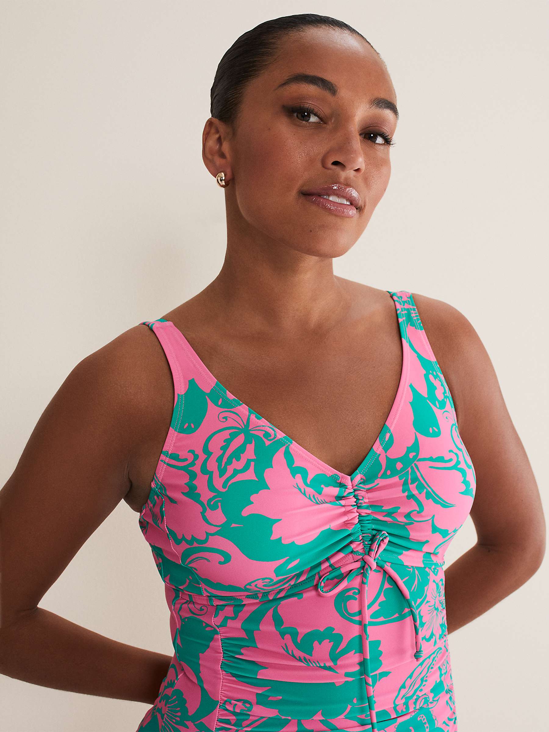 Buy Phase Eight Paisley Print Swimsuit, Green/Pink Online at johnlewis.com