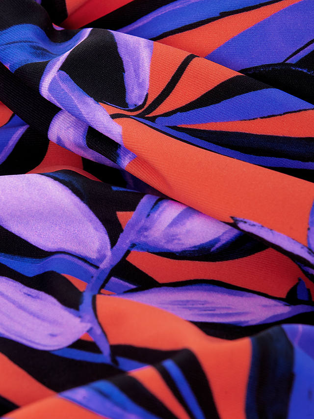 Phase Eight Leaf Print Swimsuit, Purple/Orange