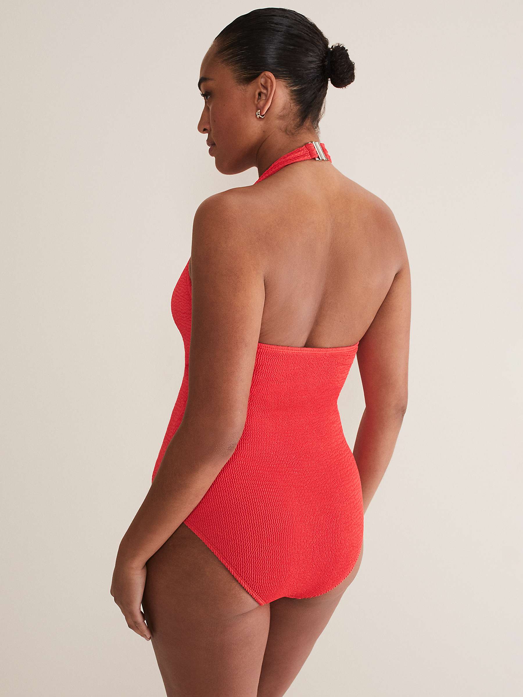 Buy Phase Eight Textured Halterneck Swimsuit, Coral Online at johnlewis.com