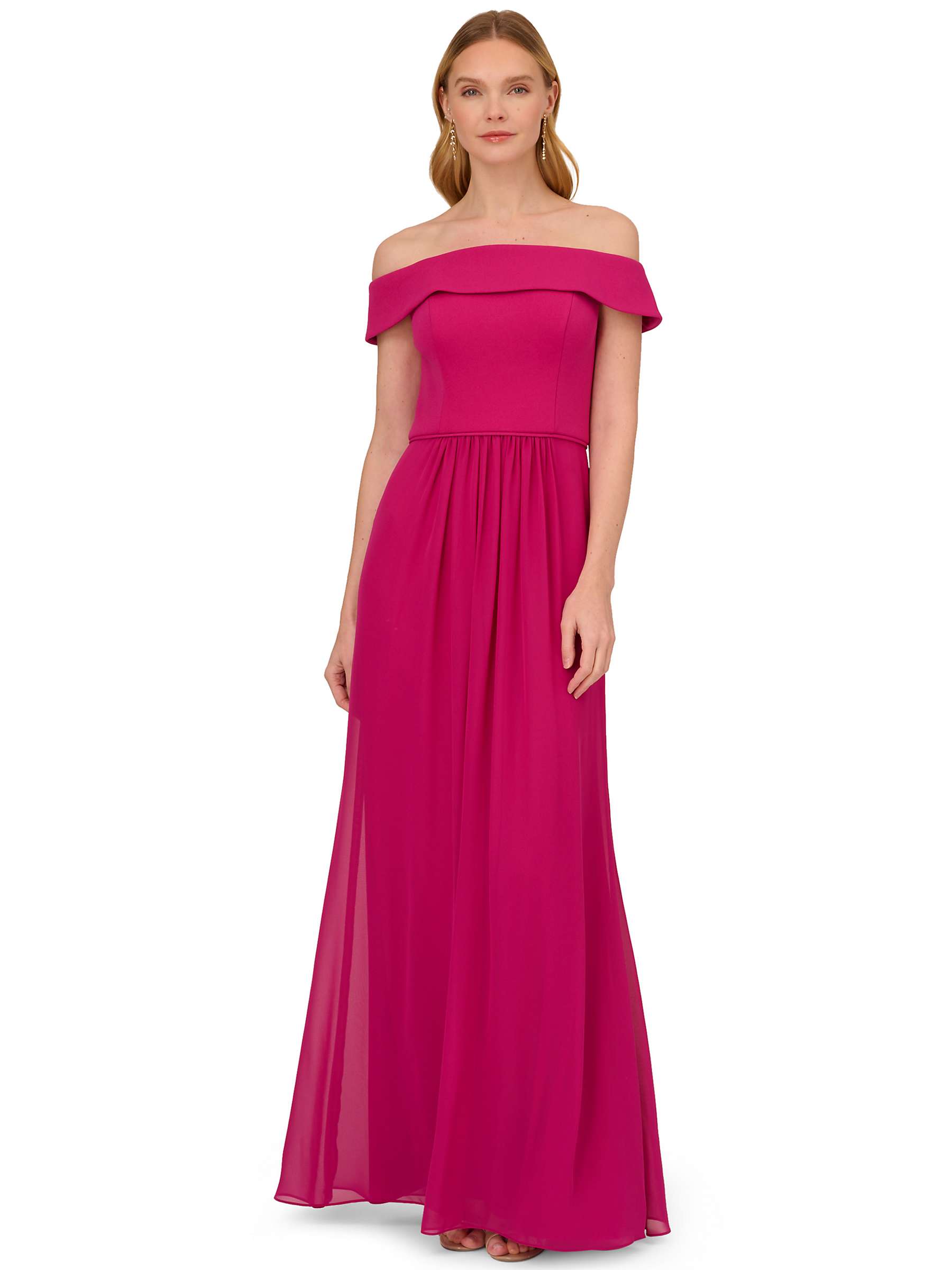Buy Adrianna Papell Crepe Chiffon Maxi Dress, Bright Magenta Online at johnlewis.com