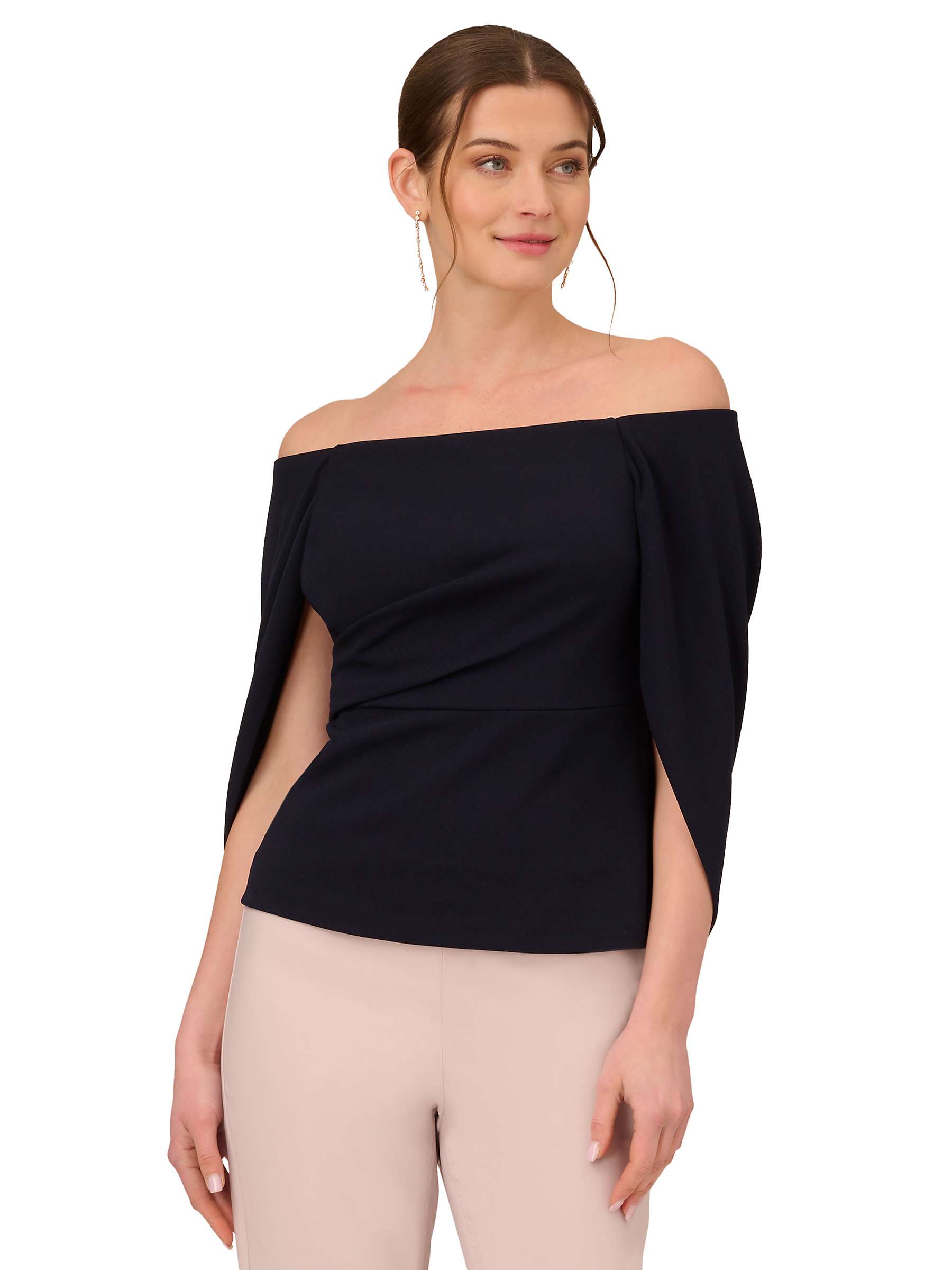 Buy Adrianna Papell Off Shoulder Drape Top, Midnight Online at johnlewis.com