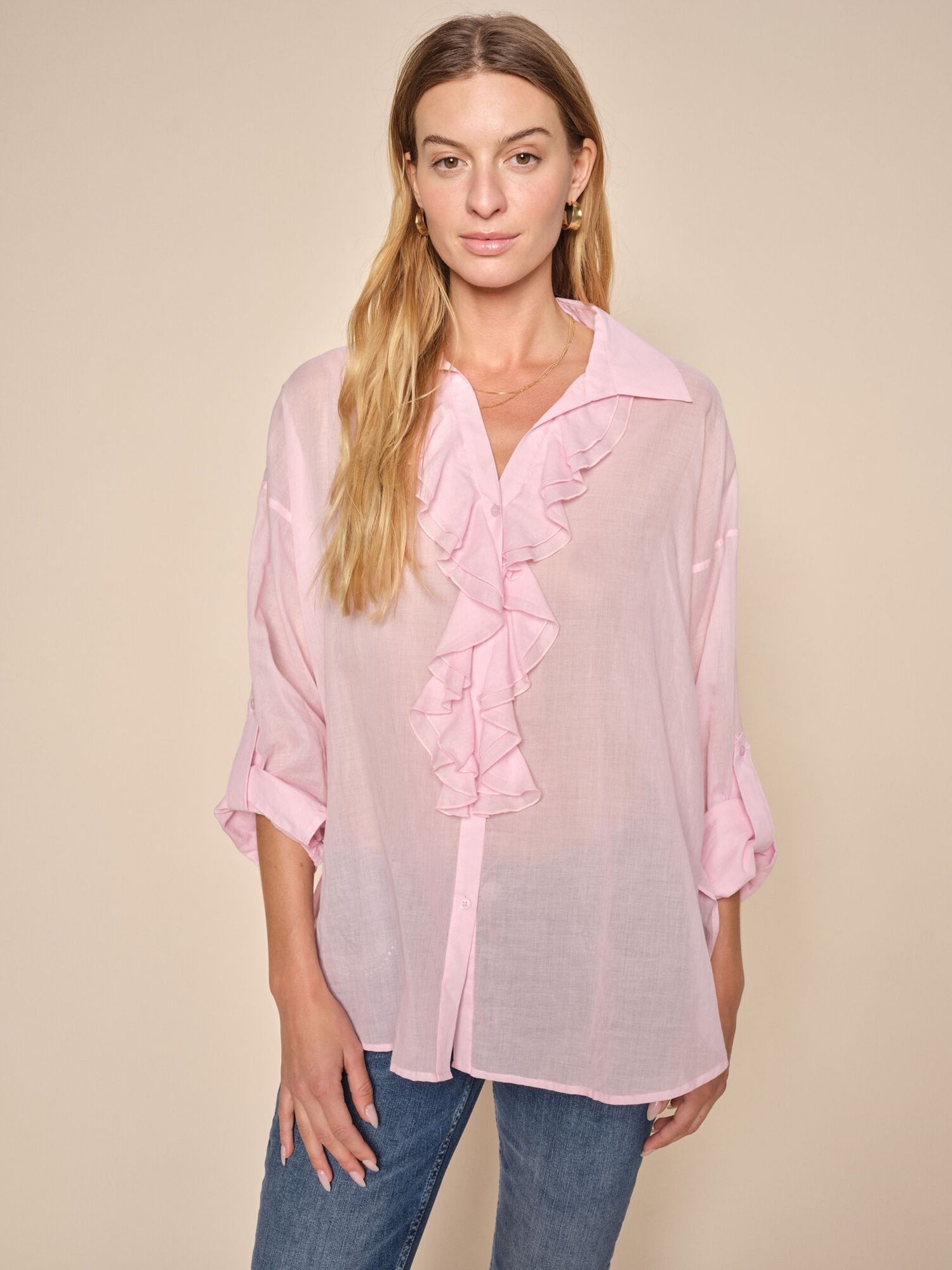 MOS MOSH Jelena Cotton Voile Shirt, Pink