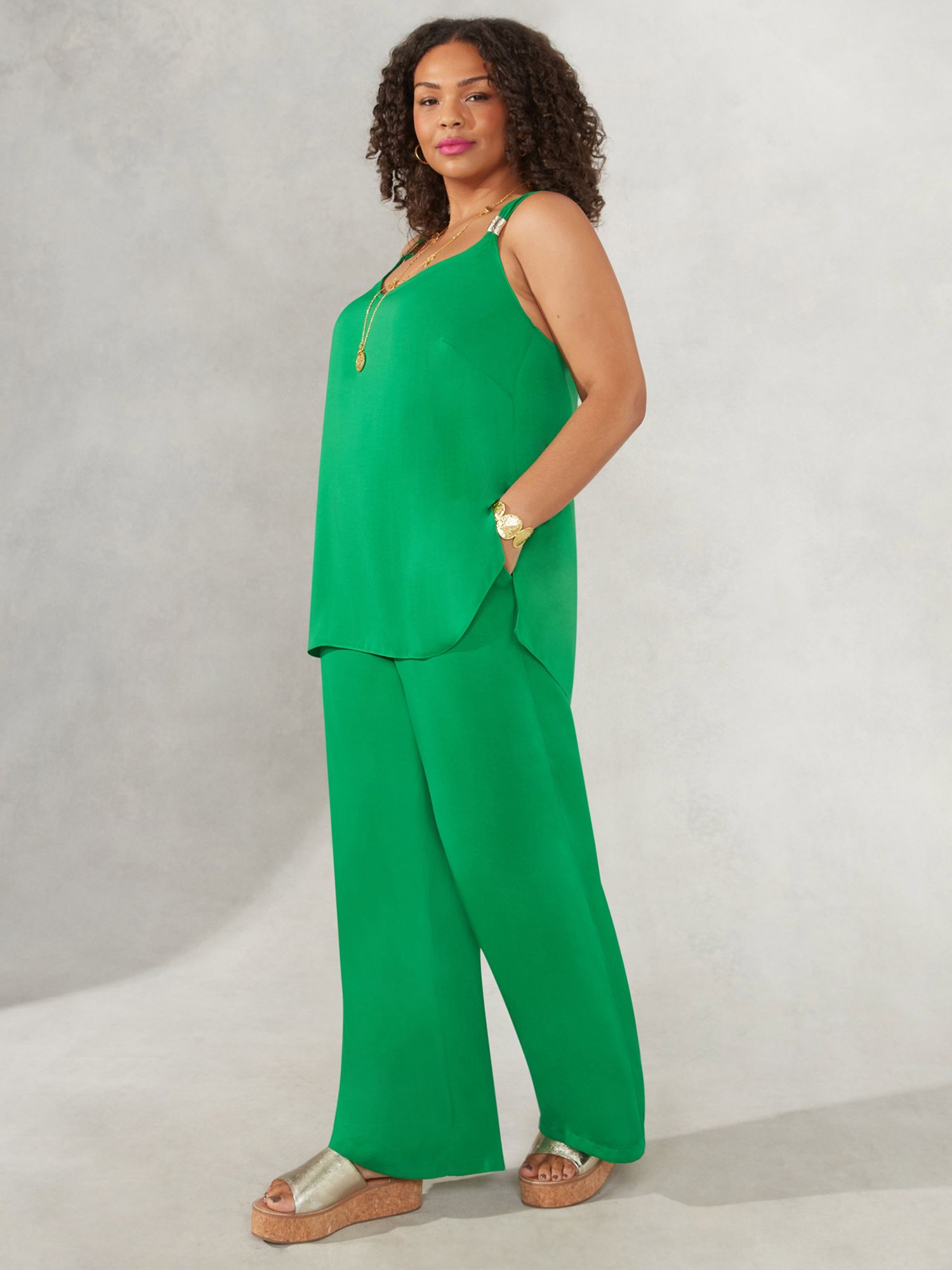 Buy Live Unlimited Curve Wide Leg Trousers, Green Online at johnlewis.com