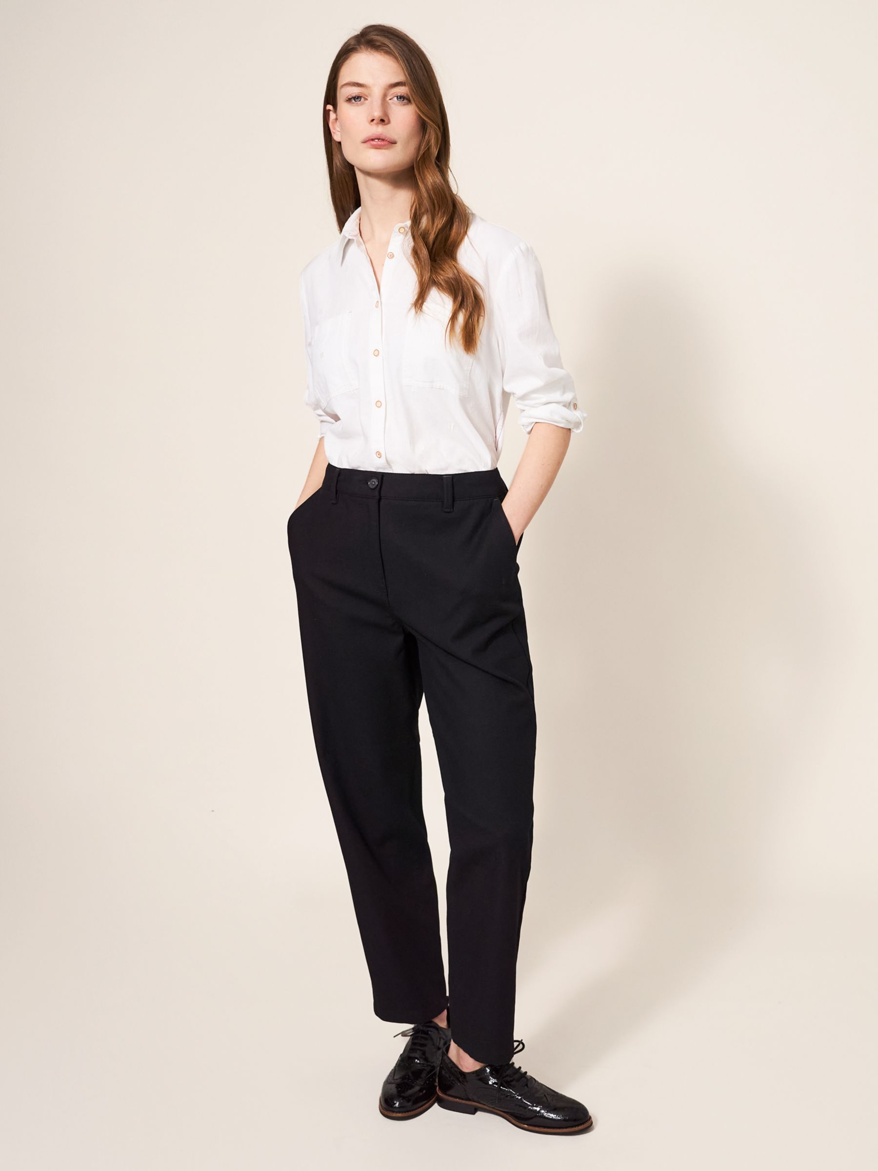 Pure Collection Elastic Waist 7/8 Trousers, Terracotta at John Lewis &  Partners