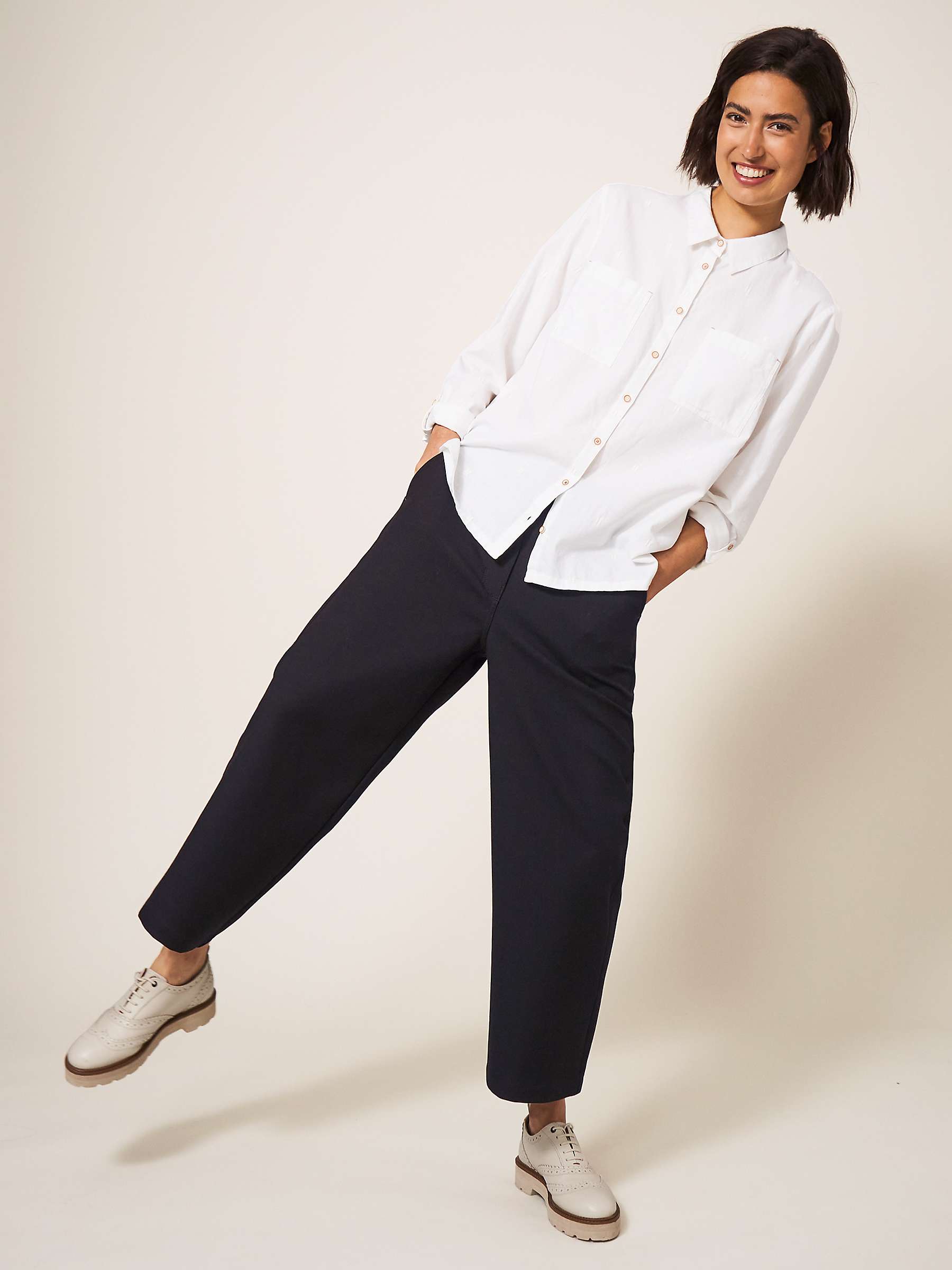 Buy White Stuff Belle Wide Leg Cropped Trousers, Pure Black Online at johnlewis.com
