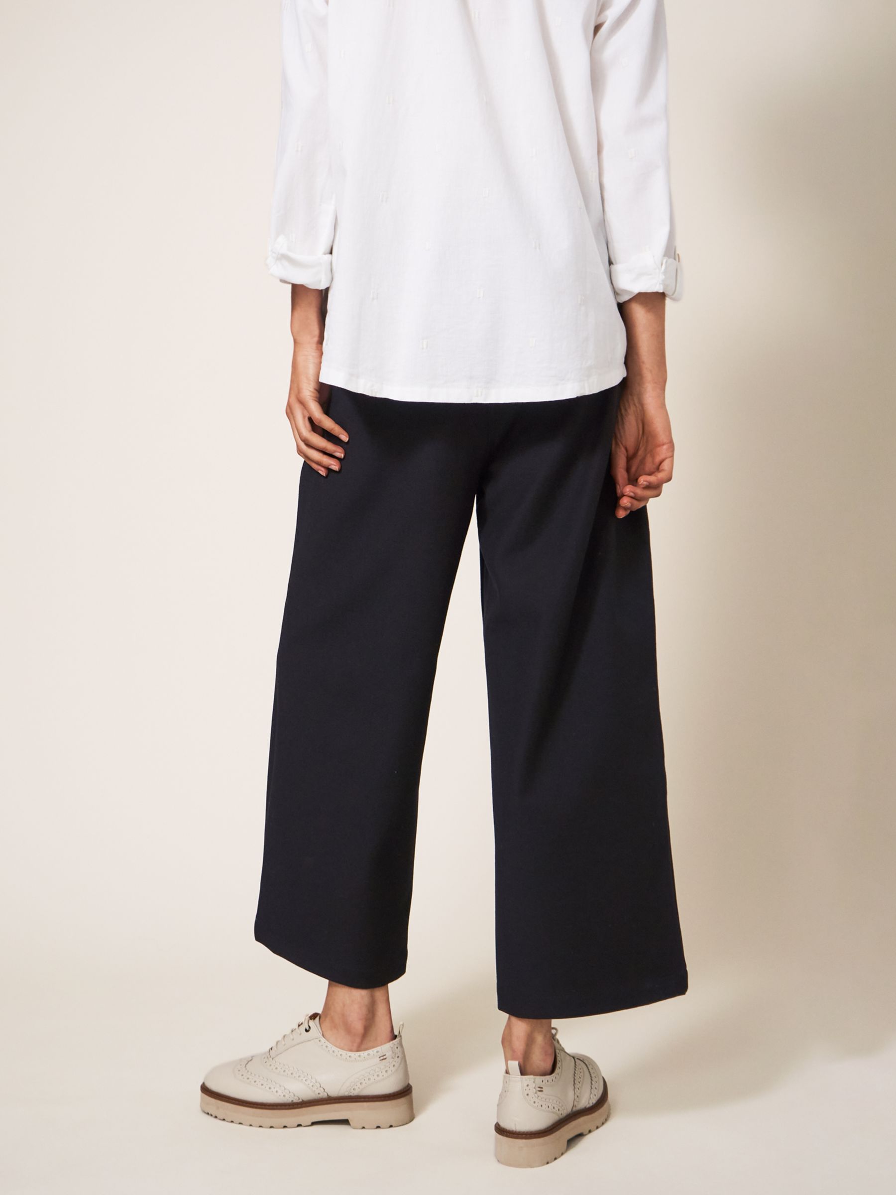 White Stuff Belle Wide Leg Cropped Trousers, Pure Black at John Lewis ...