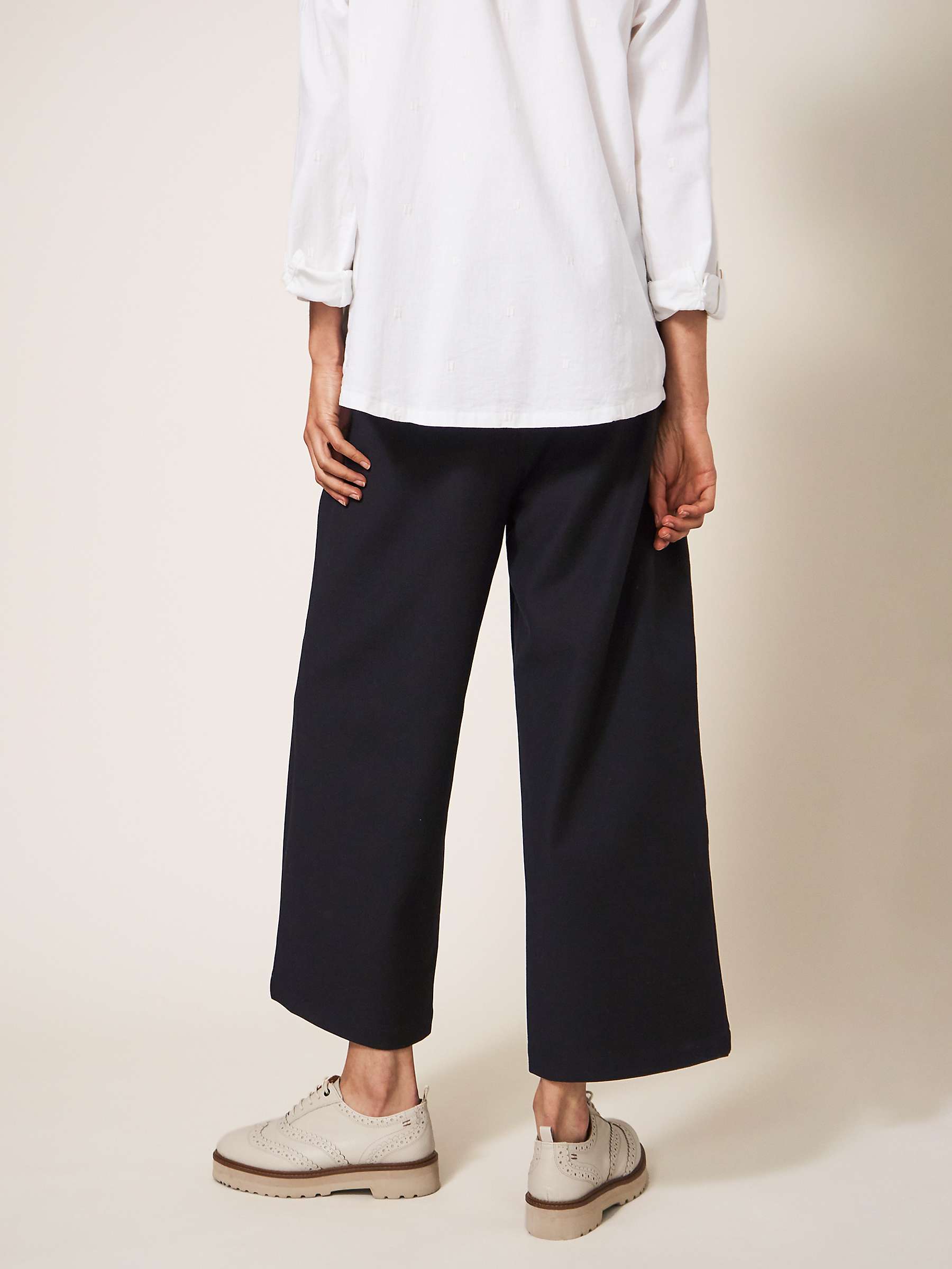 Buy White Stuff Belle Wide Leg Cropped Trousers, Pure Black Online at johnlewis.com