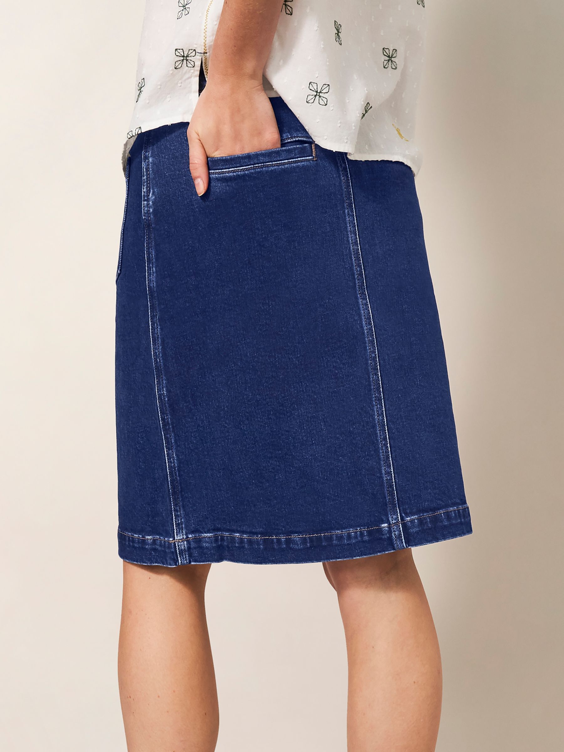 White Stuff Melody Denim Skirt, Indigo Blue at John Lewis & Partners