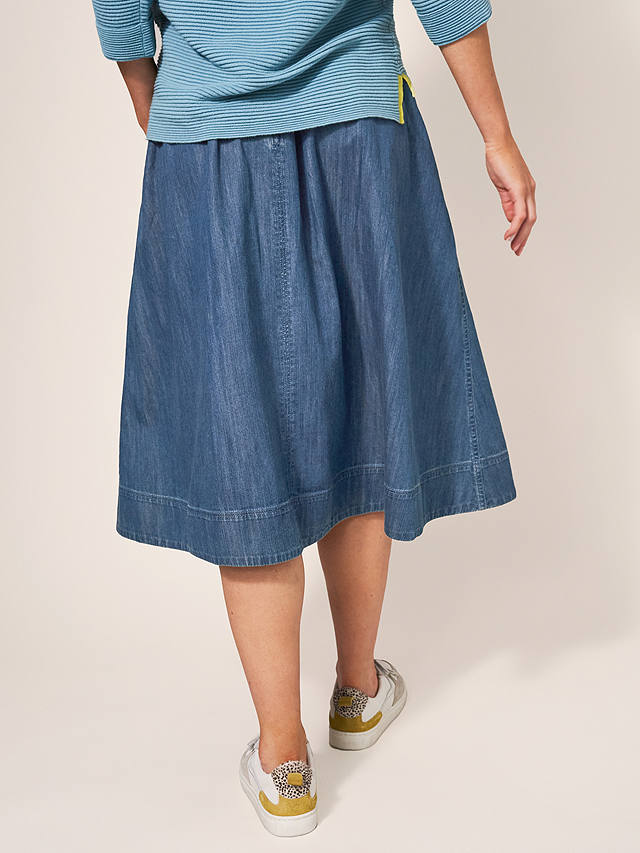 White Stuff Charlotte Denim Midi Skirt, Mid Blue