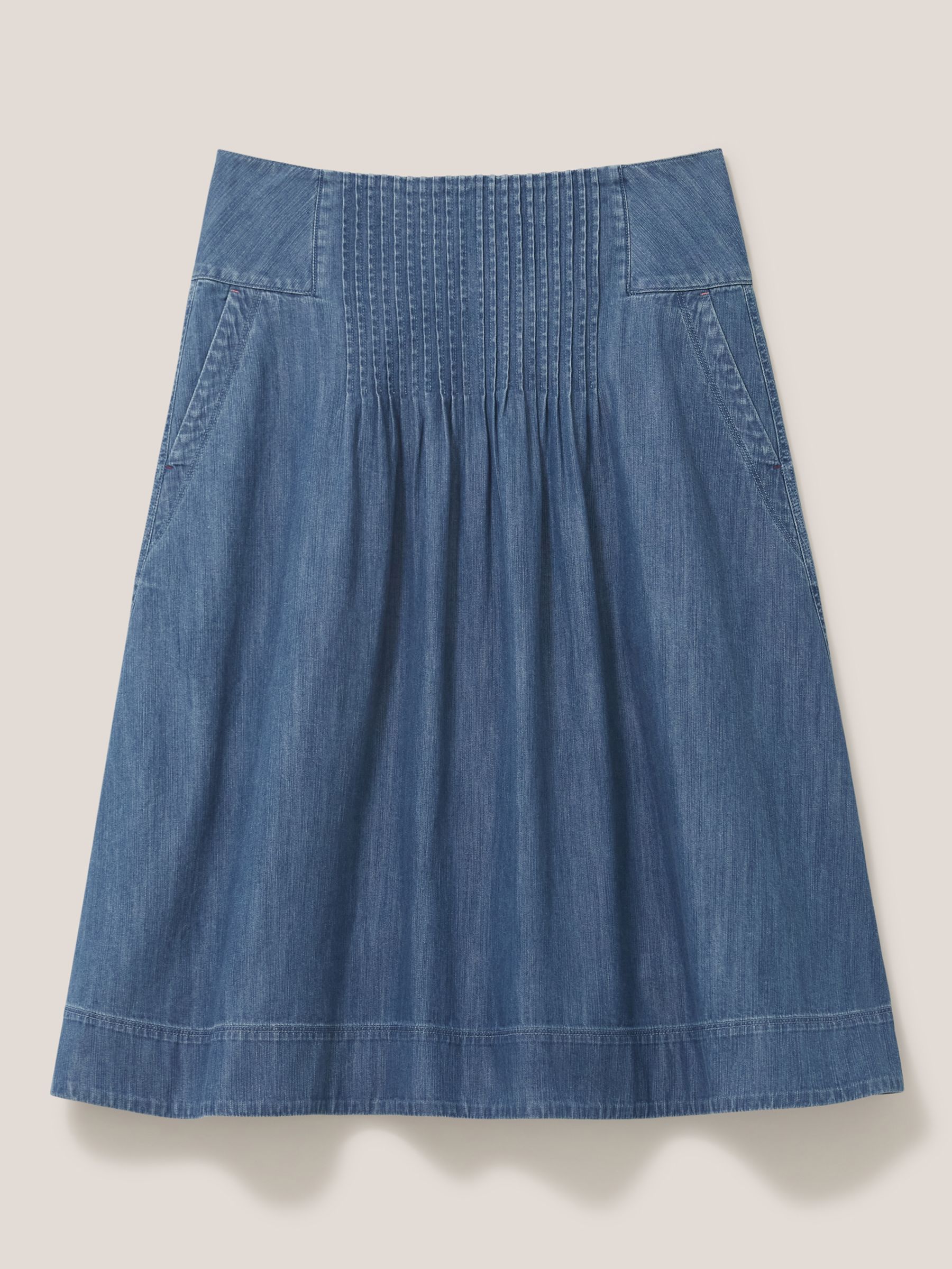 White Stuff Charlotte Denim Midi Skirt, Mid Blue