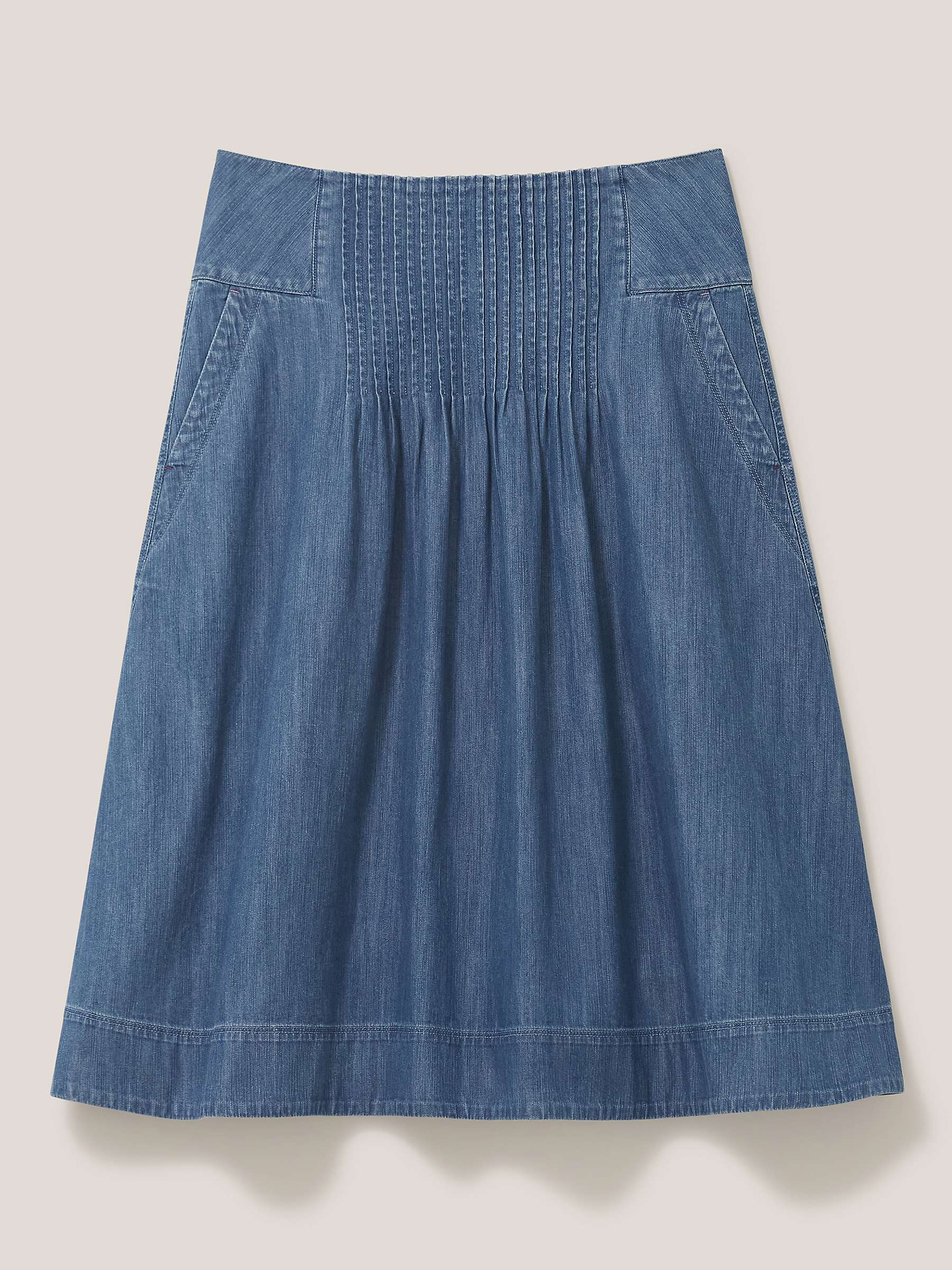 Buy White Stuff Charlotte Denim Midi Skirt, Mid Blue Online at johnlewis.com
