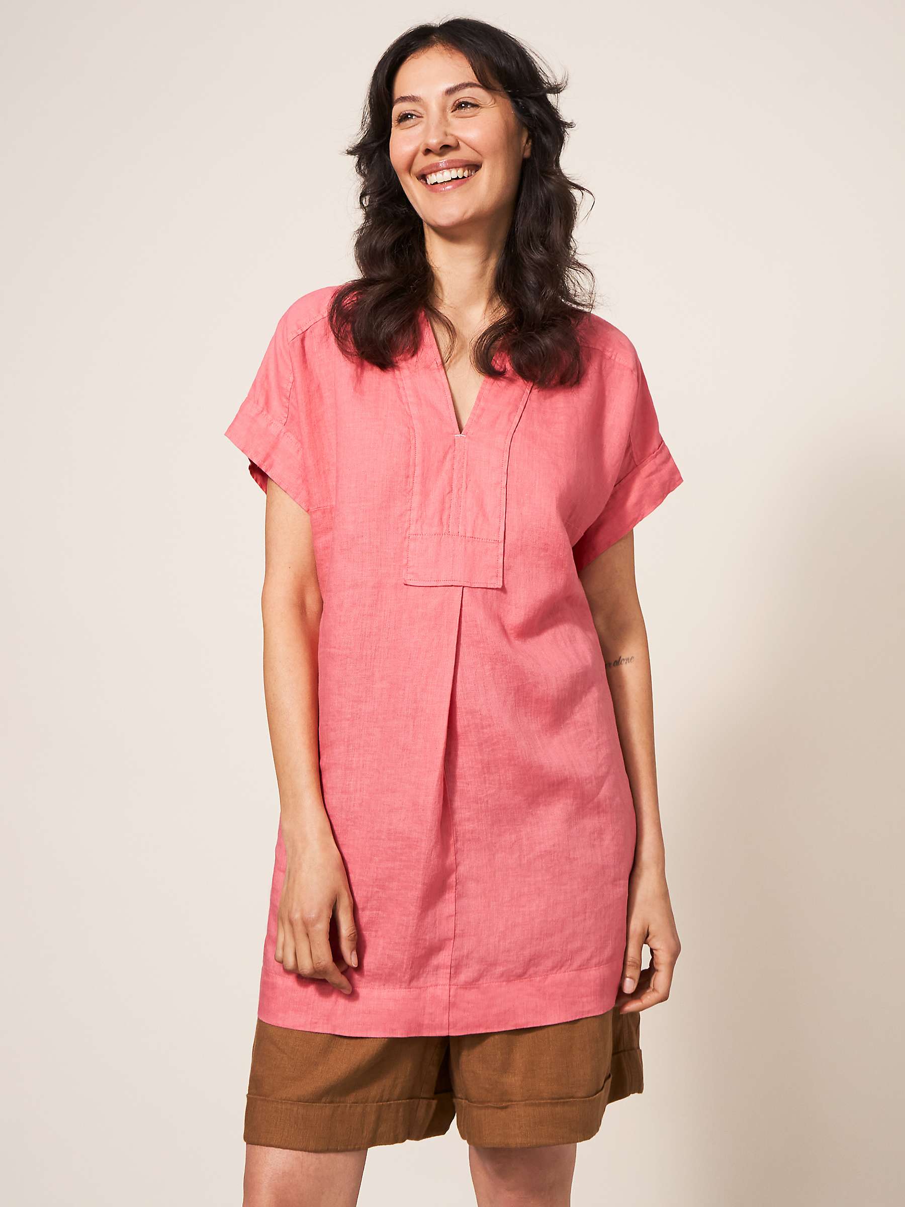 Buy White Stuff Marianne Linen Tunic, Mid Red Online at johnlewis.com