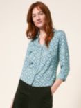 White Stuff Annie Geometric Jersey Shirt, Teal