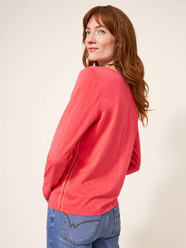 White Stuff Nelly Long Sleeve Printed Cotton Top, Pink