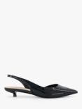 Dune Calmer Kitten Heel Slingback Shoes, Black-patent