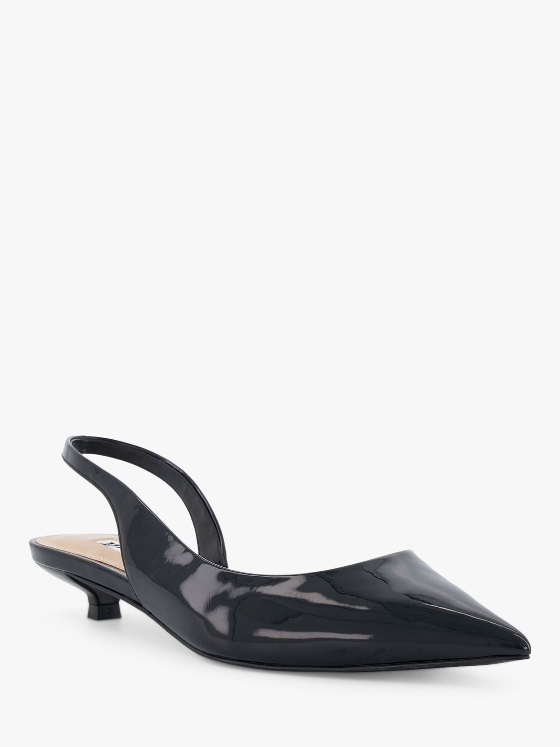 Dune Calmer Kitten Heel Slingback Shoes, Black at John Lewis & Partners
