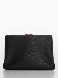 Mango Estrella Textured Chain Strap Clutch Bag, Black