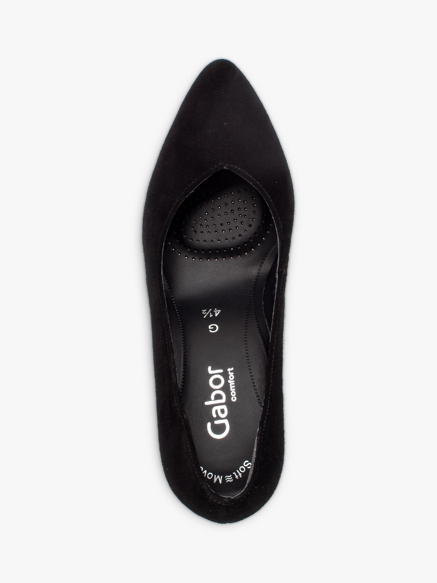 Gabor Helga Wide Fit Suede Court Shoes, Black, 6