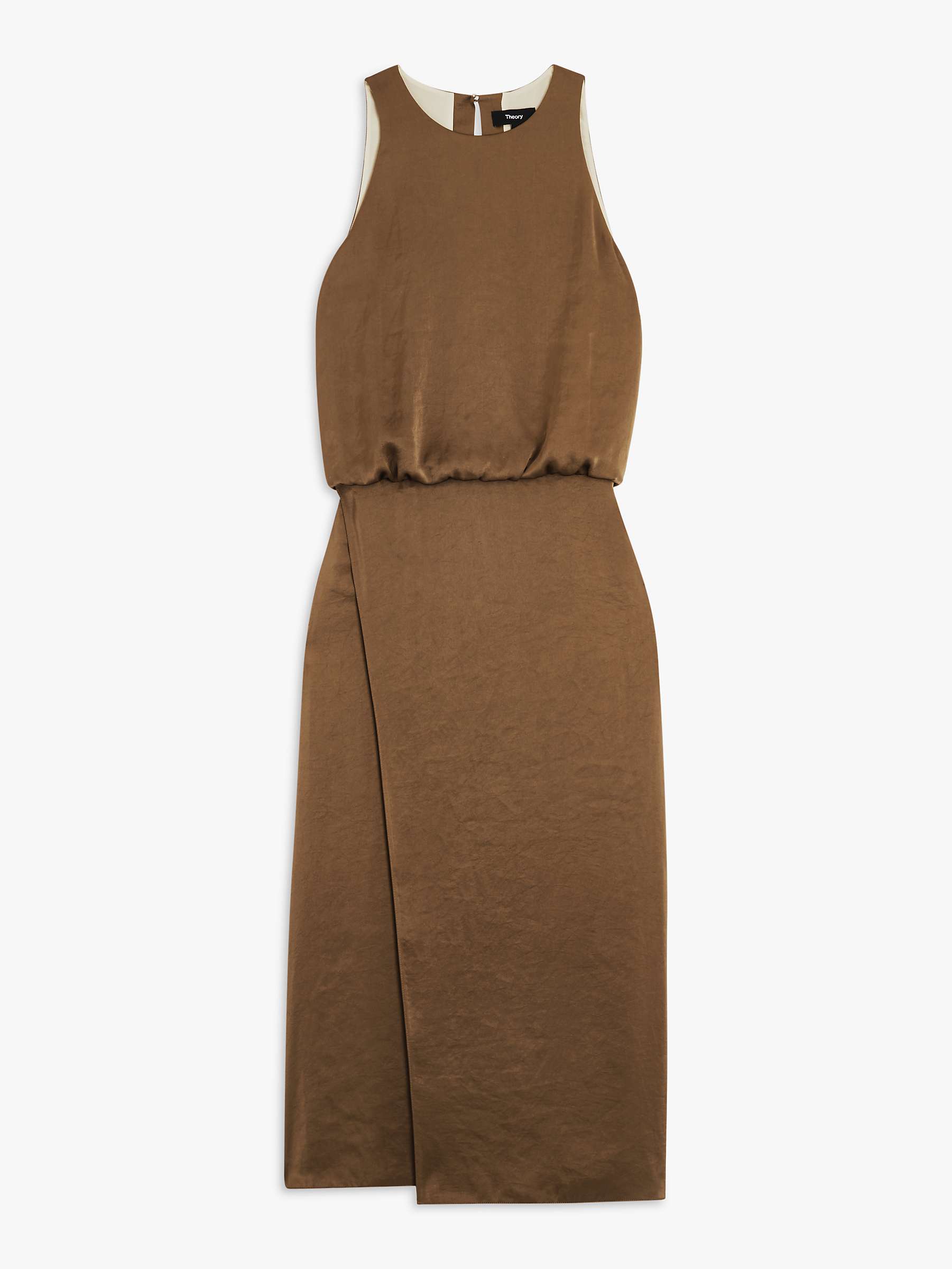 Buy Theory Sleeveless Wrap Effect Satin Dress, Pecan Online at johnlewis.com