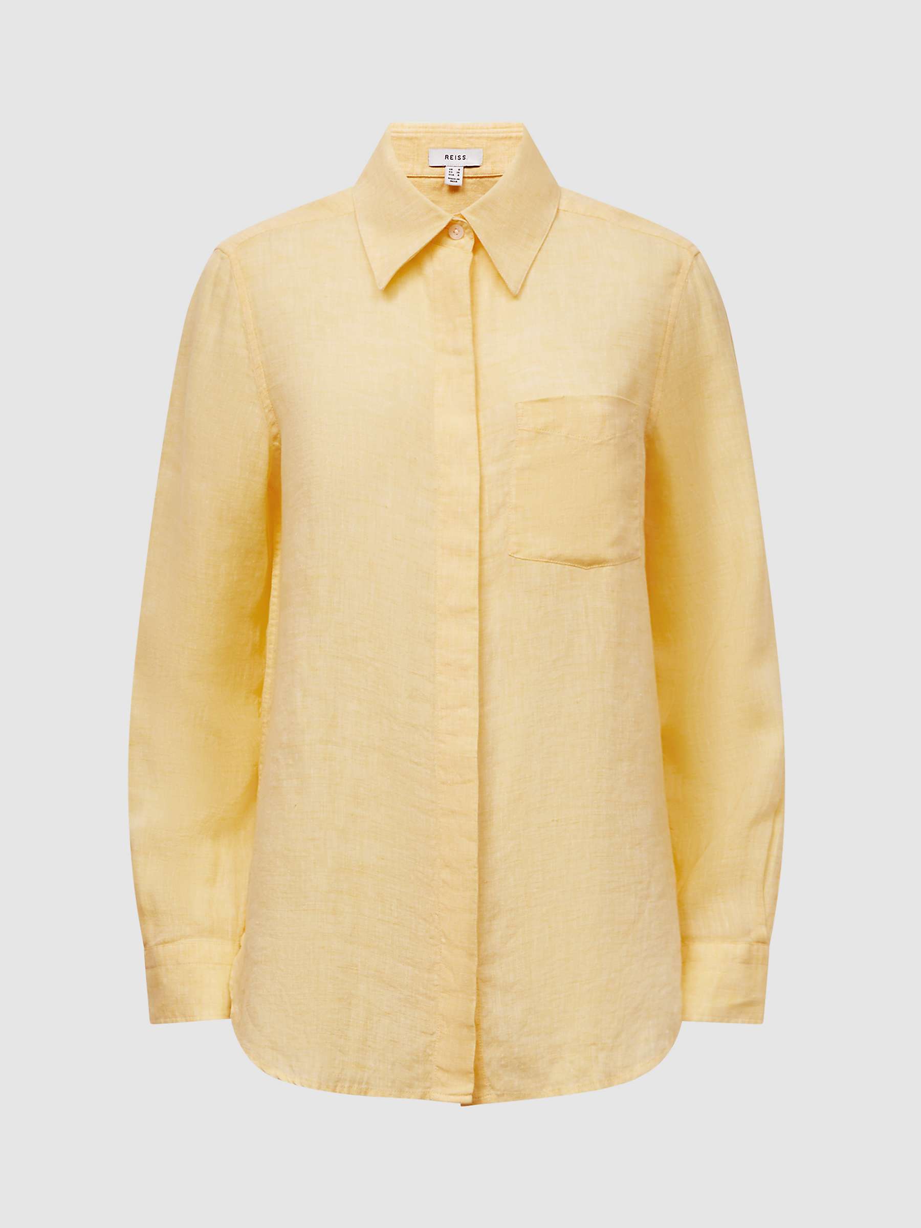 Reiss Campbell Linen Shirt, Lemon at John Lewis & Partners