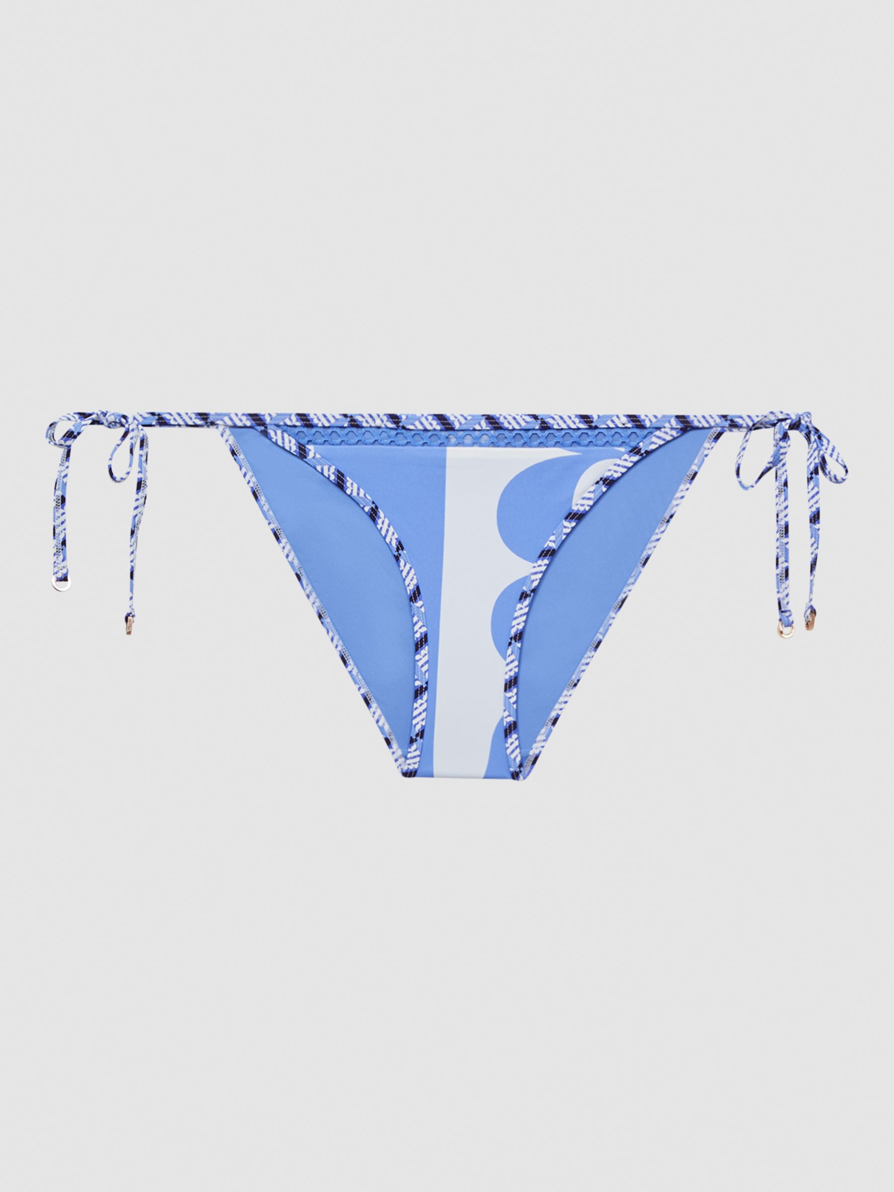 Reiss Sheereen Abstract Print Tie Side Bikini Bottoms, Blue/Multi, 8