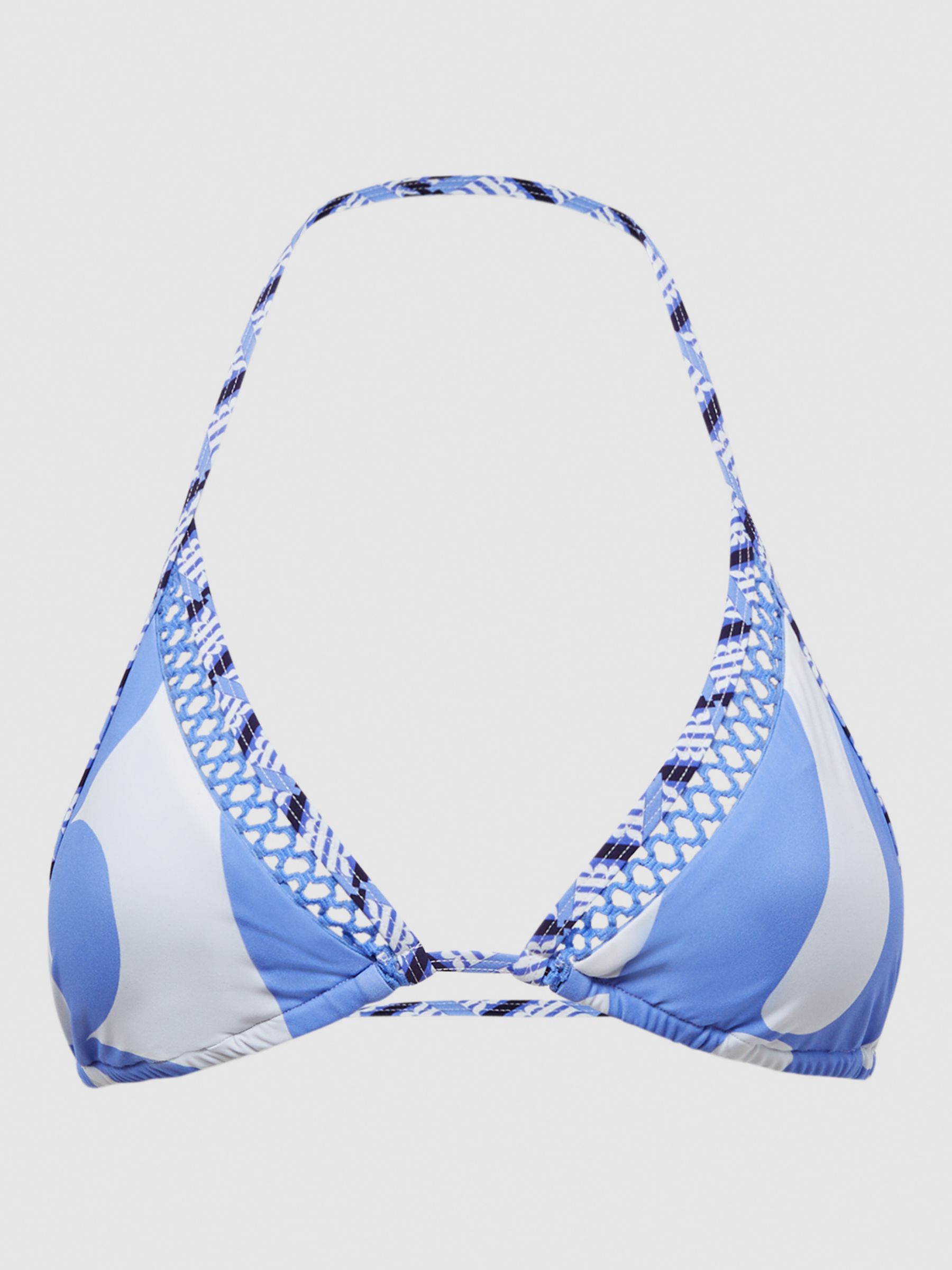 Blue Abstract Print Triangle Bikini Top