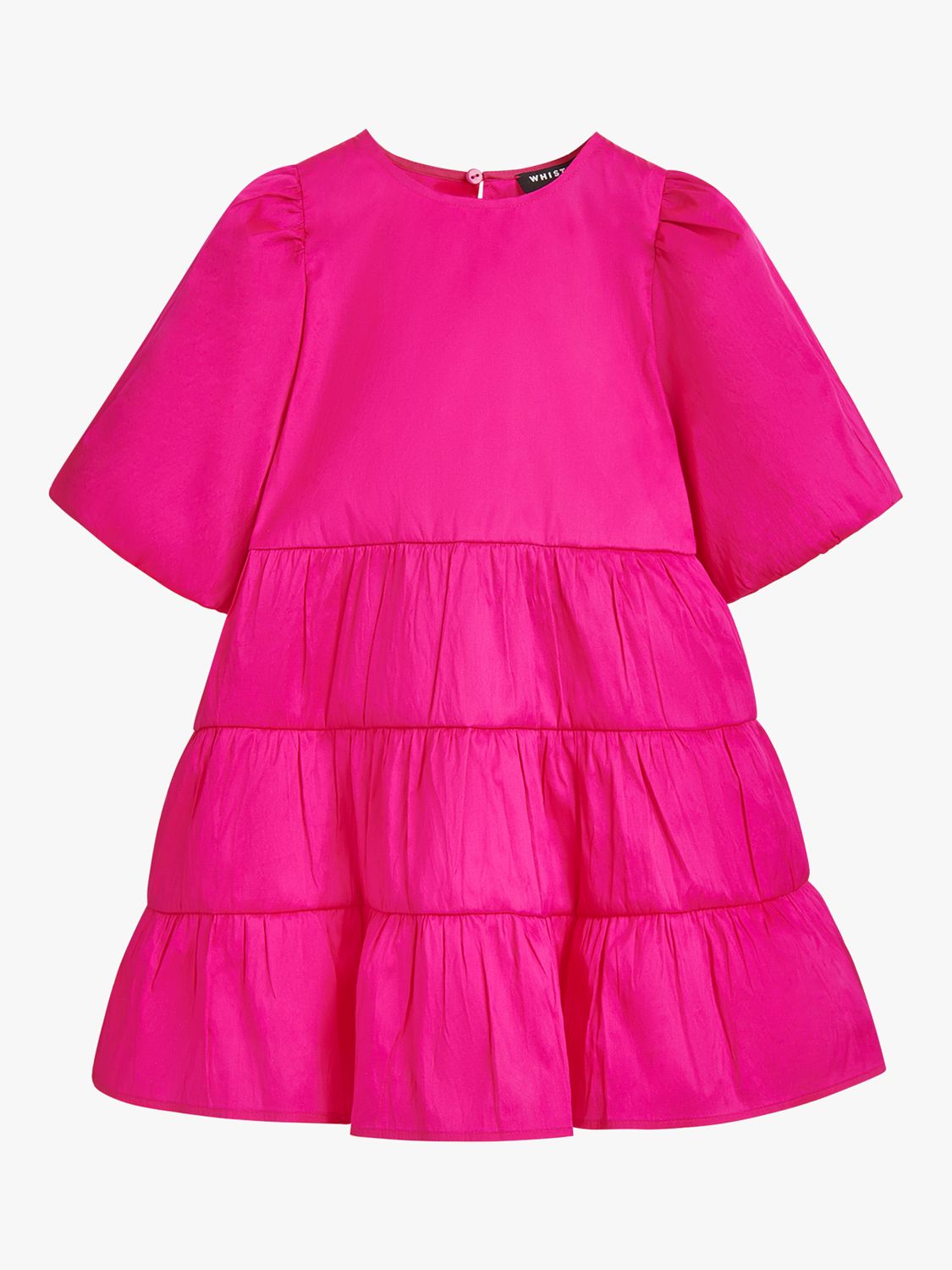 Buy Whistles Kids' Bella Puff Sleeve Tiered Dress, Pink Online at johnlewis.com