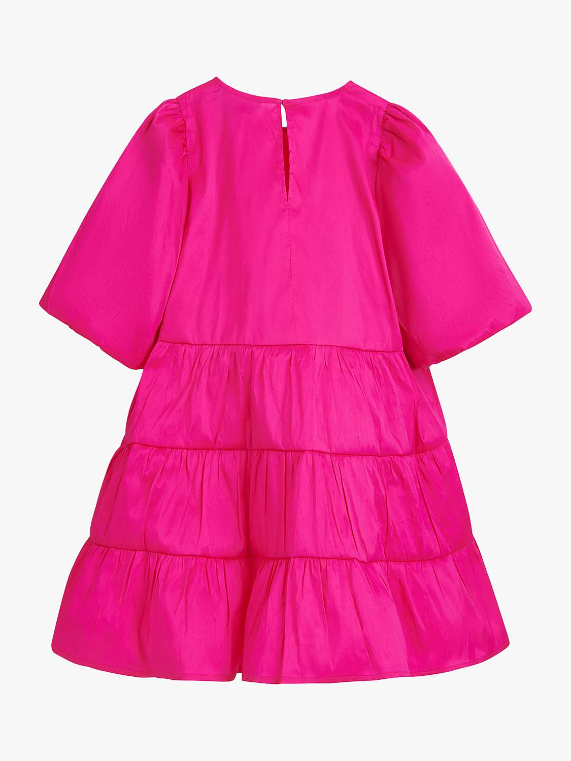 Whistles Kids' Bella Puff Sleeve Tiered Dress, Pink at John Lewis ...