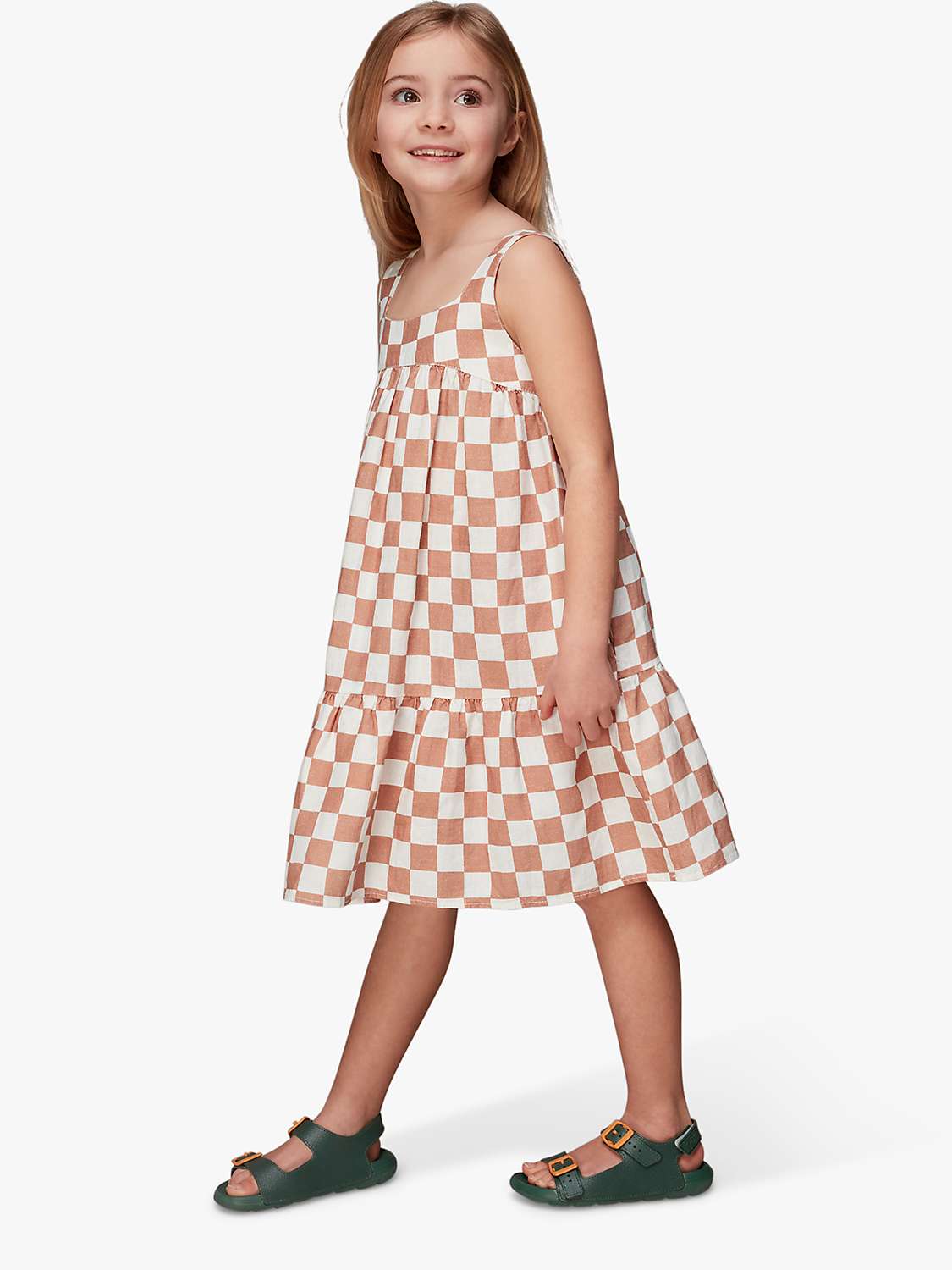 Buy Whistles Kids' Avery Linen Blend Checkerboard Sleeveless Dress, Multi Online at johnlewis.com