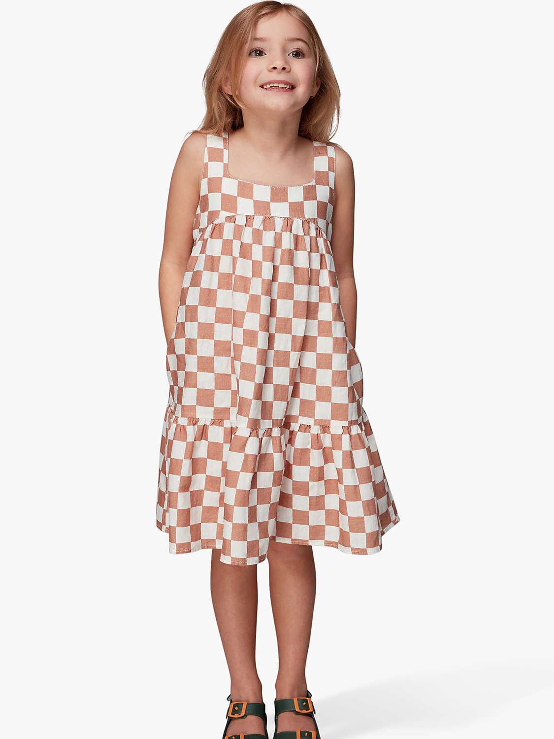 Buy Whistles Kids' Avery Linen Blend Checkerboard Sleeveless Dress, Multi Online at johnlewis.com