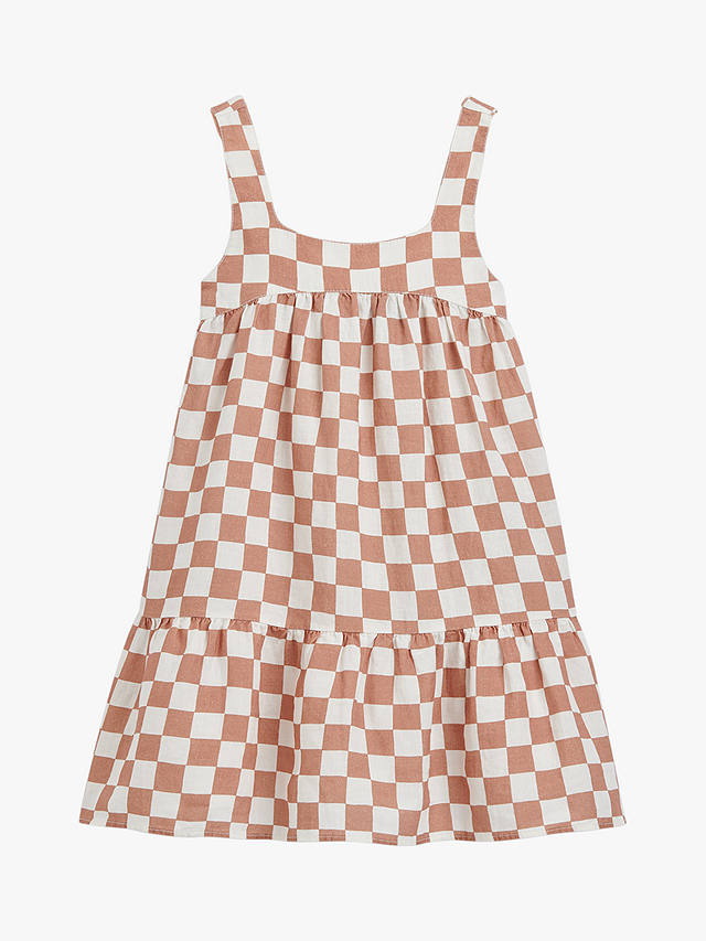 Whistles Kids' Avery Linen Blend Checkerboard Sleeveless Dress, Multi