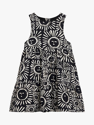 Whistles Kids' Sunman Sunshine Linen Blend Sleeveless Dress, Black/Multi